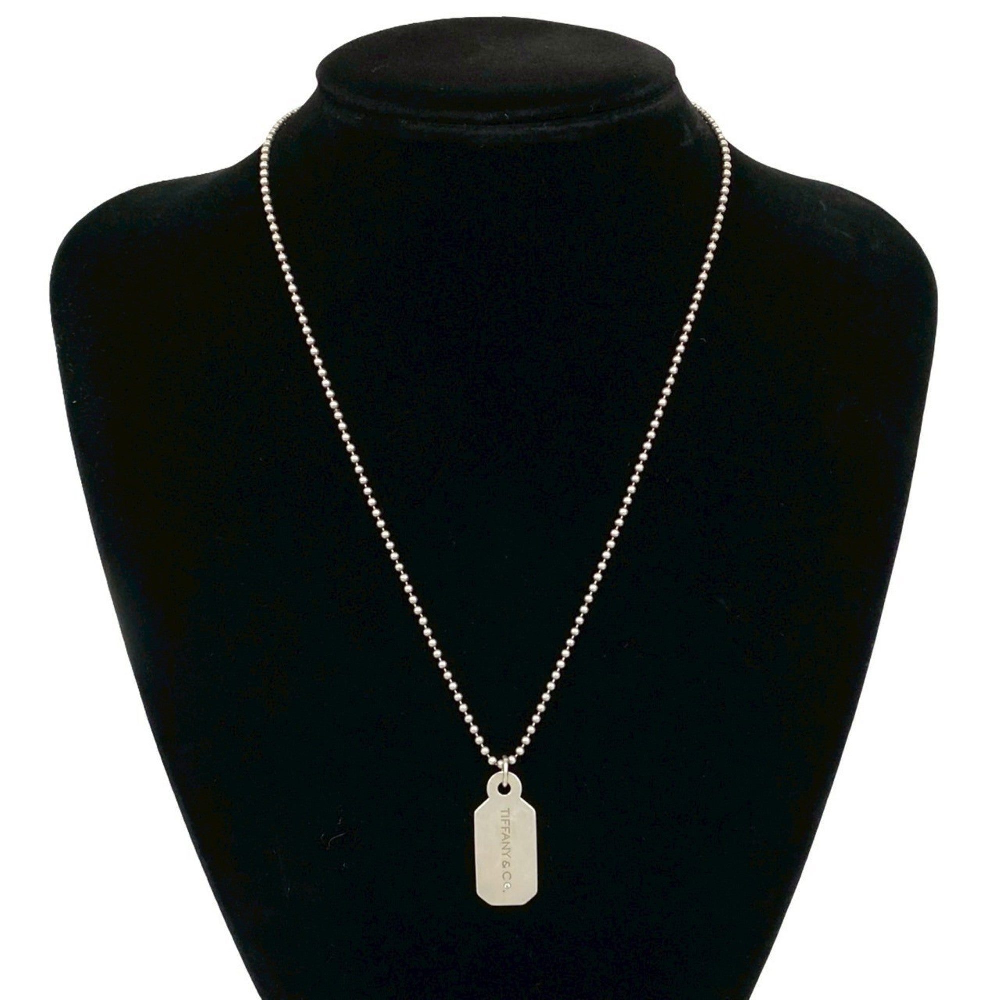 Dog Tag Pendant Necklace Sterling Silver