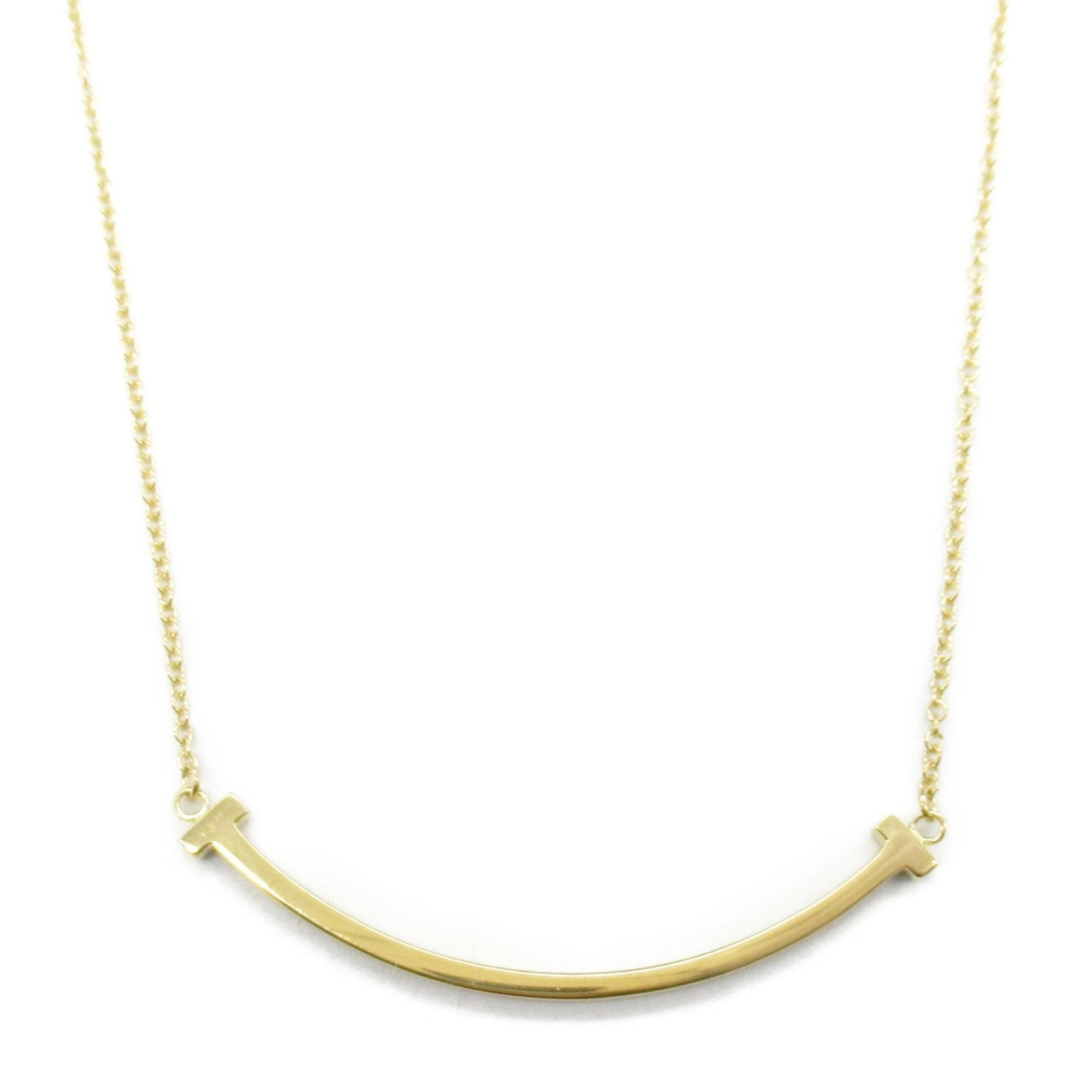 T Smile Pendant Necklace 18K Yellow Gold