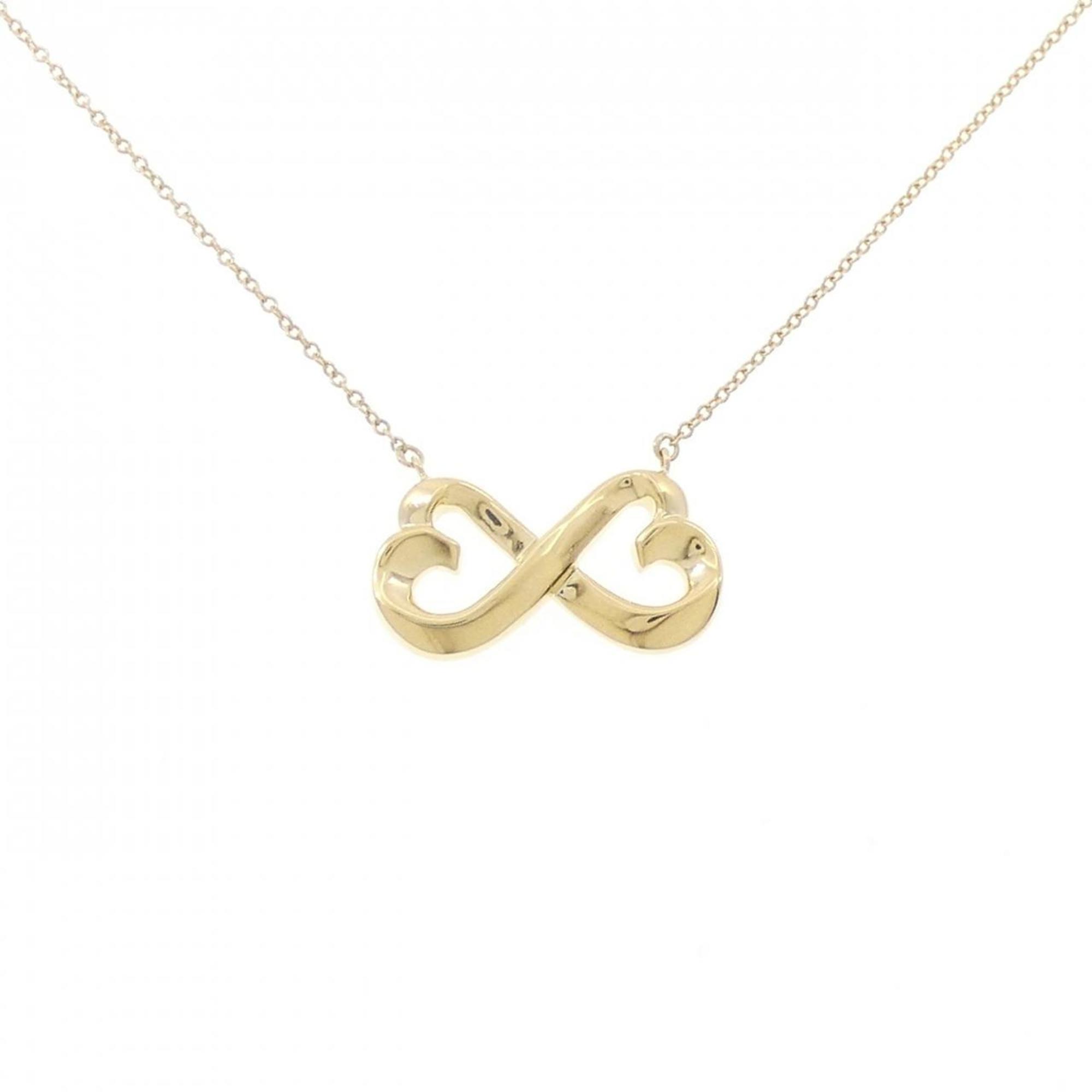 Double Loving Heart Pendant Necklace 18K Yellow Gold