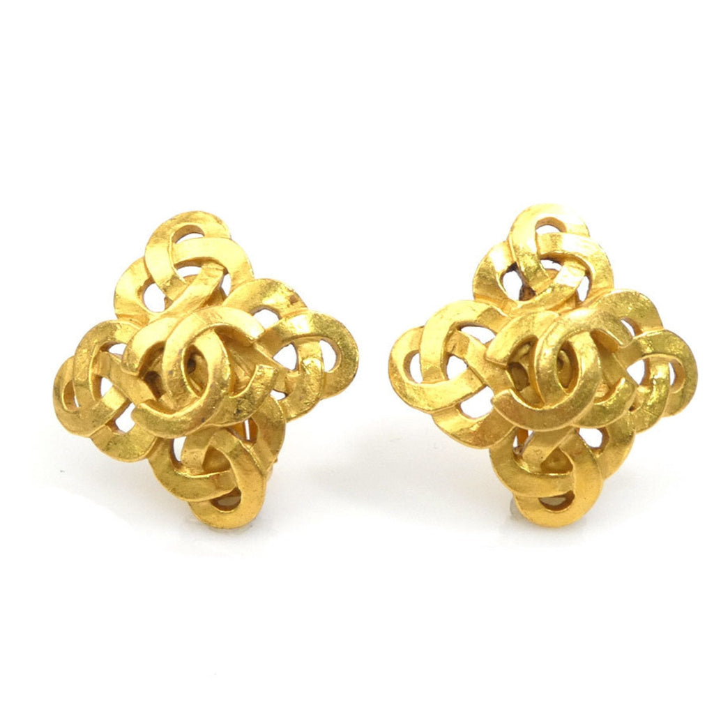 CC Logo Clip-On Earrings Gold-Tone Metal Gold-Tone Metal