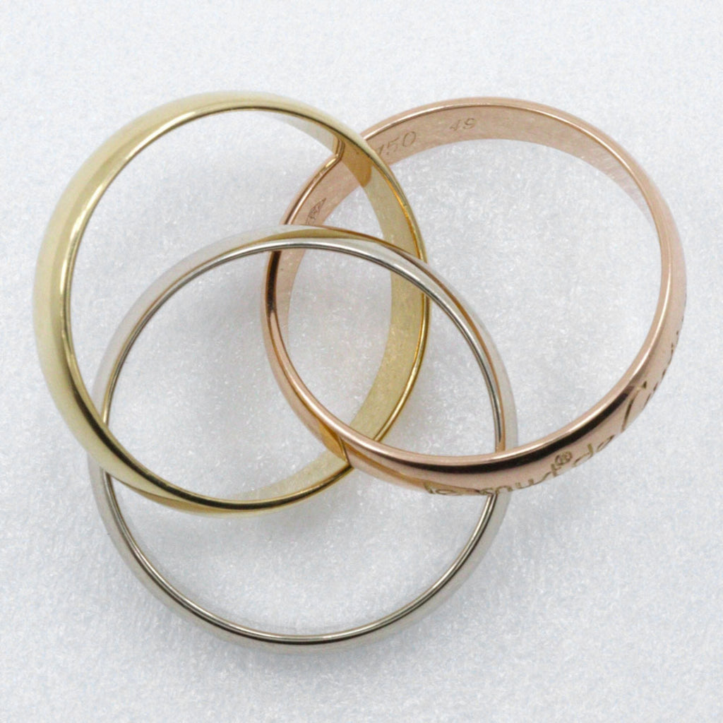 Vendome Louis Cartier Band Ring 18K Tricolor Gold
