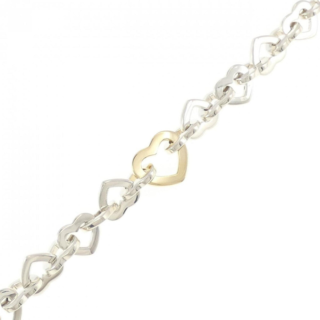 Heart Link Bracelet Sterling Silver and 18K Yellow Gold