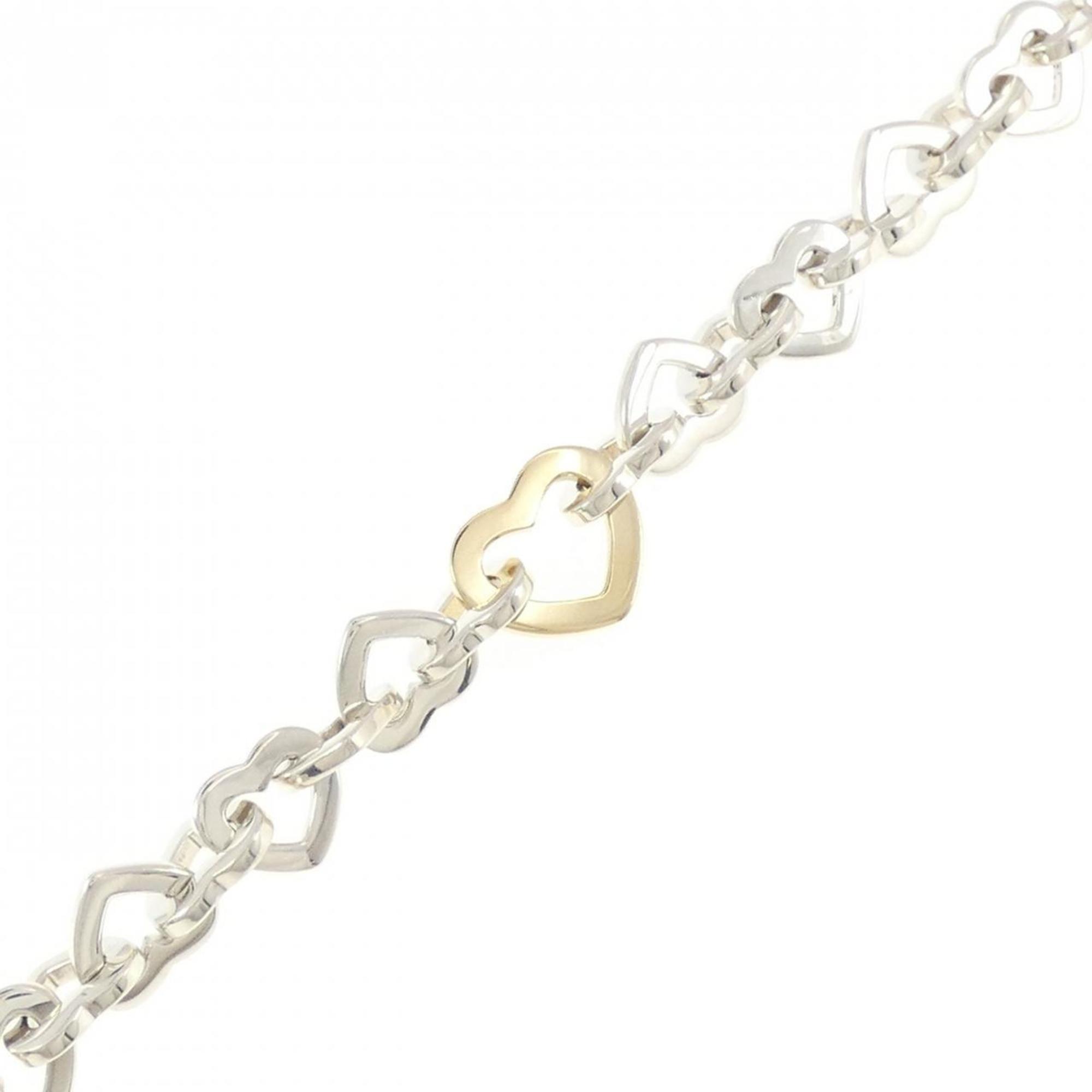 Heart Link Bracelet Sterling Silver and 18K Yellow Gold