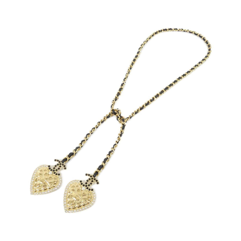 Pendant Necklace Black and White Leather