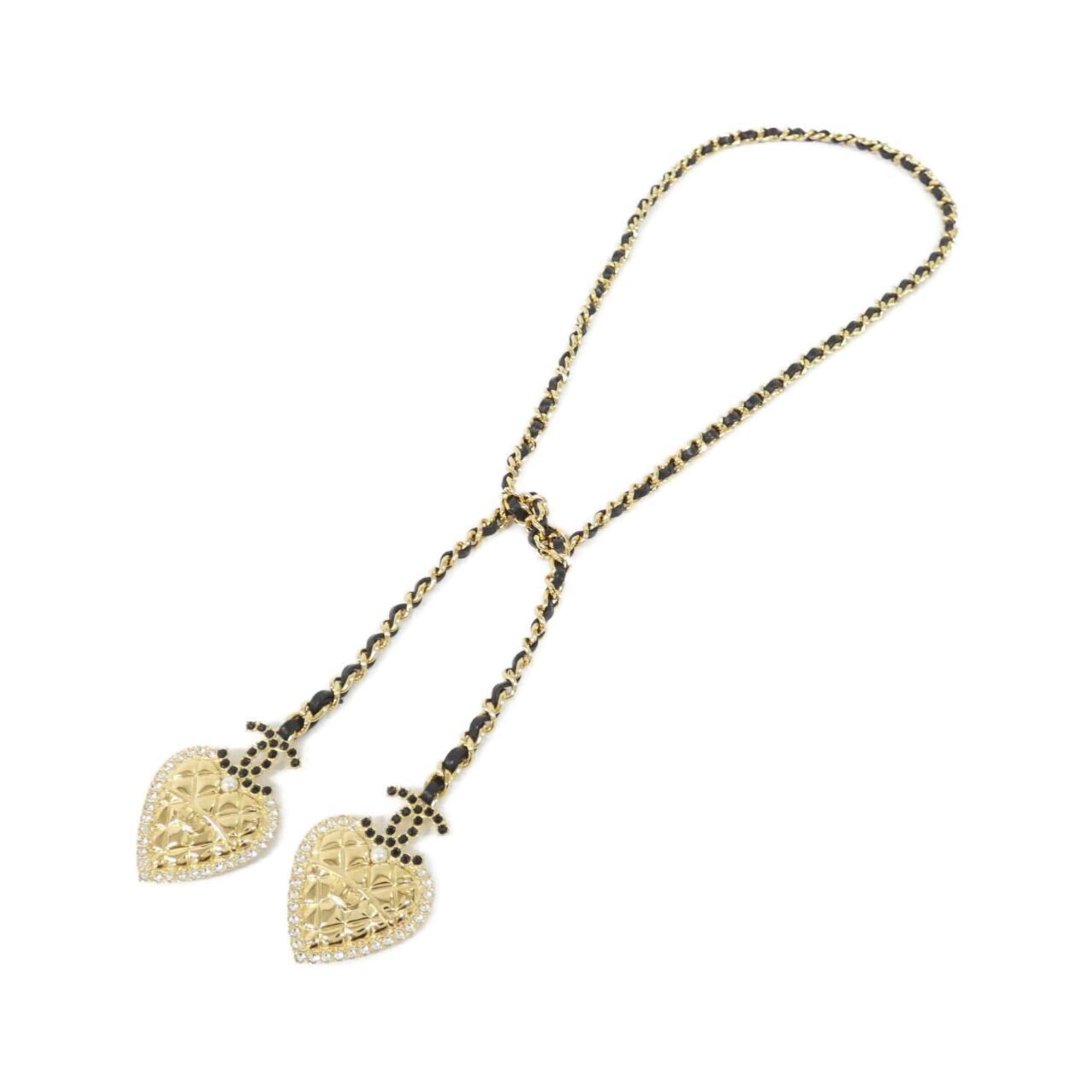 Pendant Necklace Black and White Leather