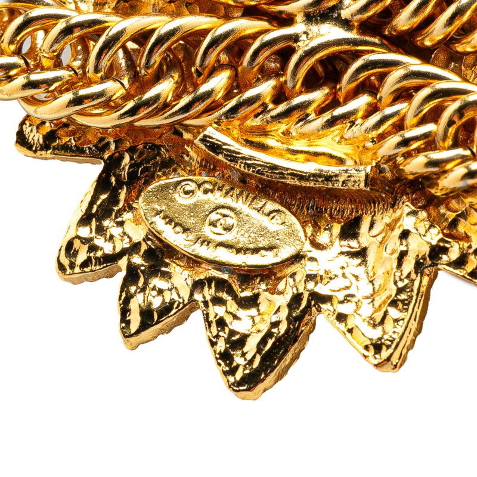 Lion Motif Double Chain Choker Necklace Metal