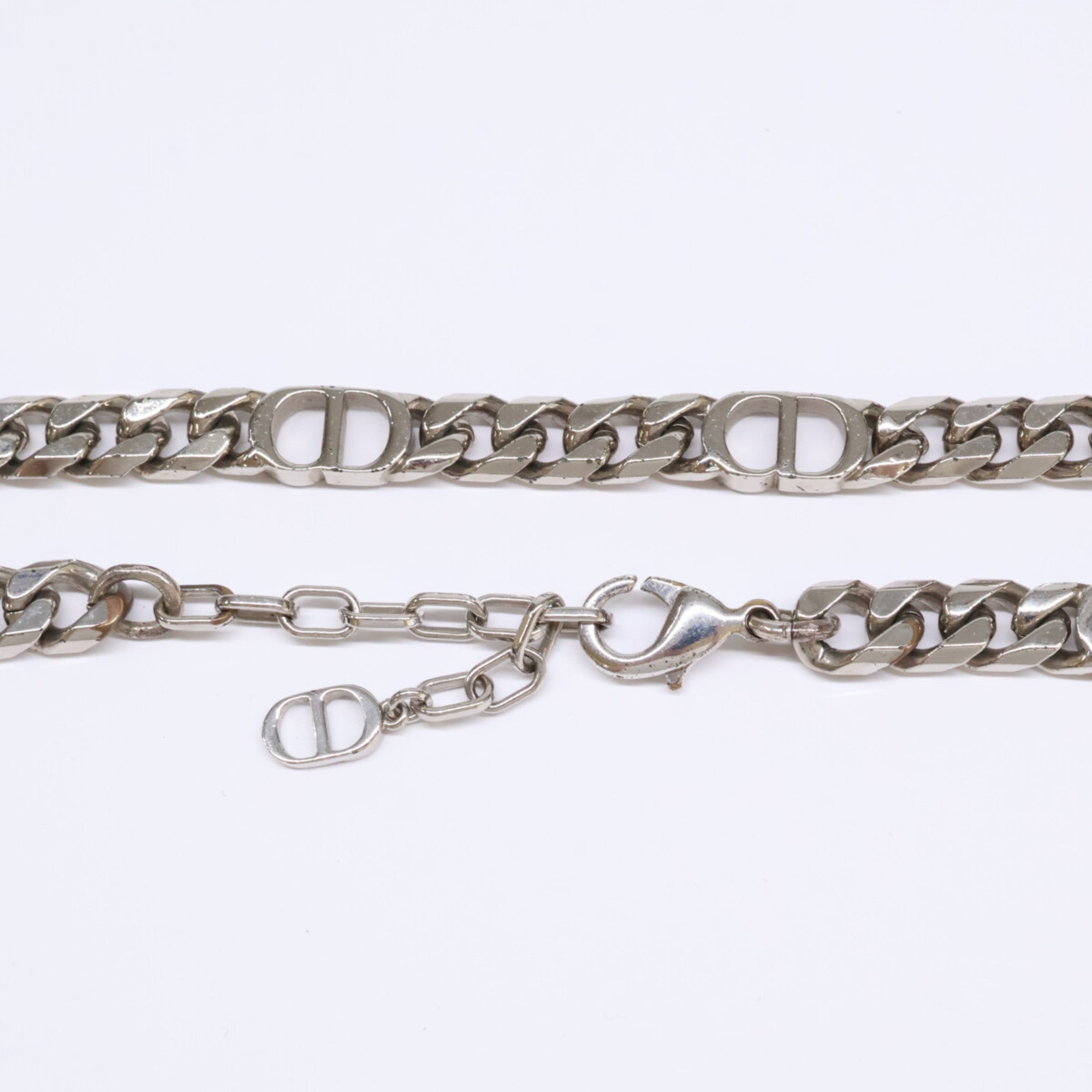 CD Icon Chain Link Pendant Necklace Brass Silver