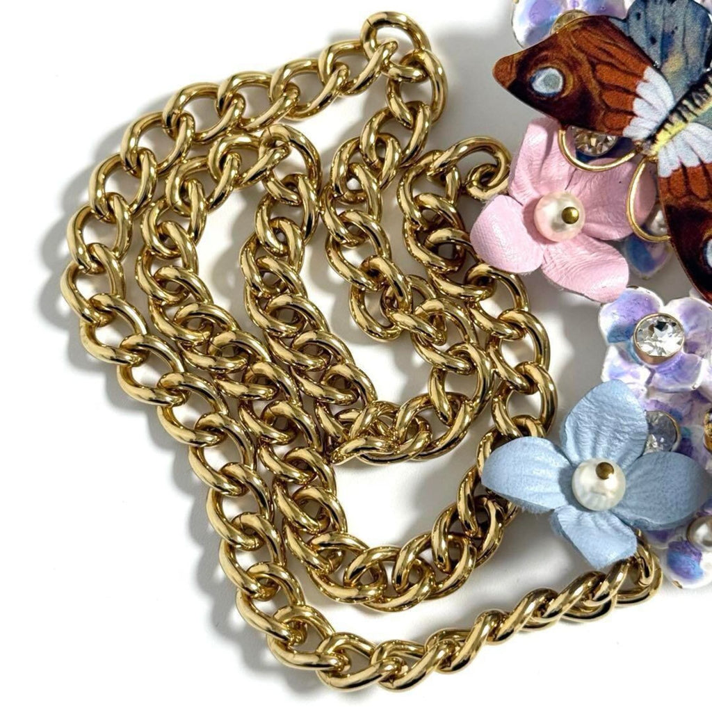 Pendant Necklace Metal and Rhinestone
