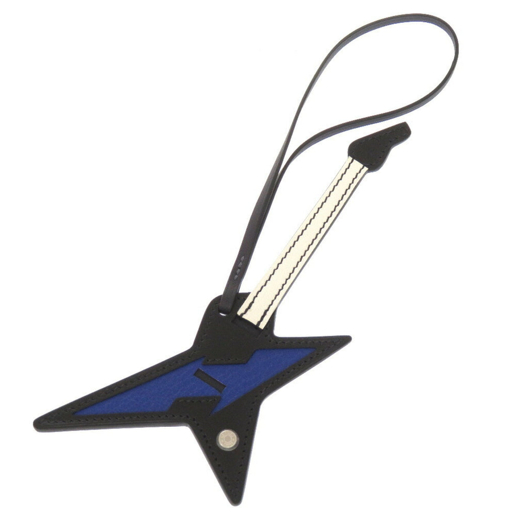 Bag Charm Chevre Leather and Tadelakt Leather Black and Blue Royal Handbag Charm