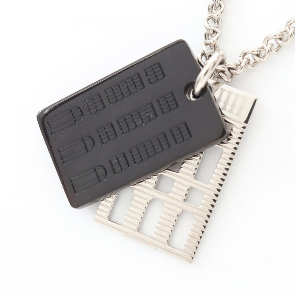 Pendant Necklace Stainless Steel Silver and Black