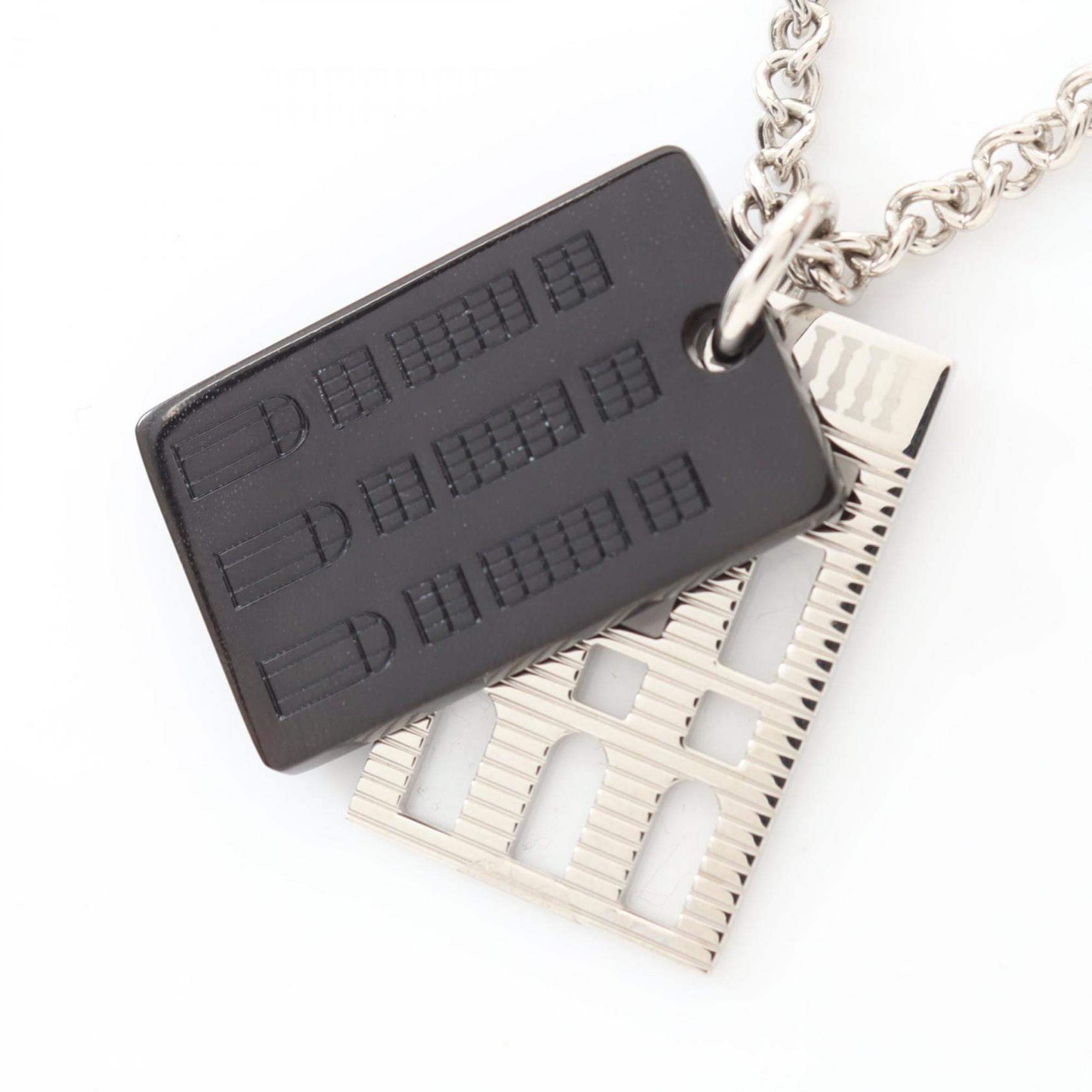 Pendant Necklace Stainless Steel Silver and Black