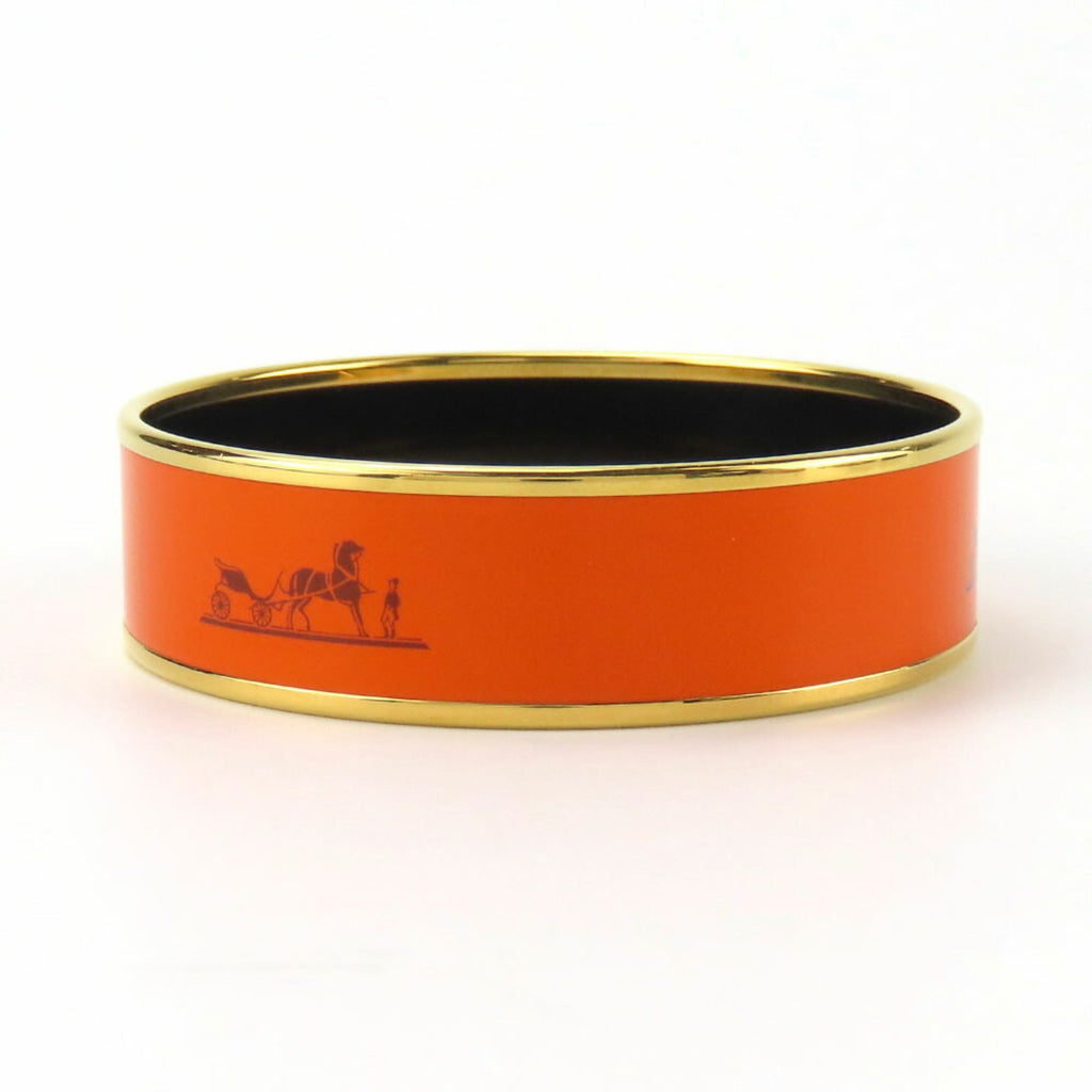 Bangle Bracelet Enamel and Metal Orange