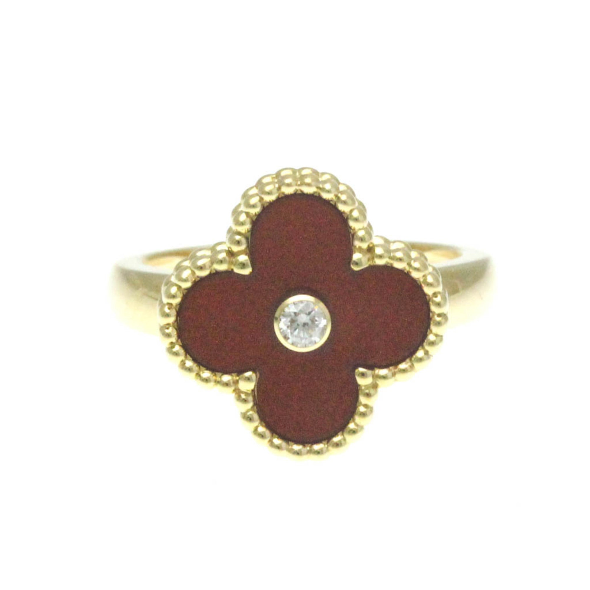 Vintage Alhambra Ring 18K Yellow Gold and Carnelian