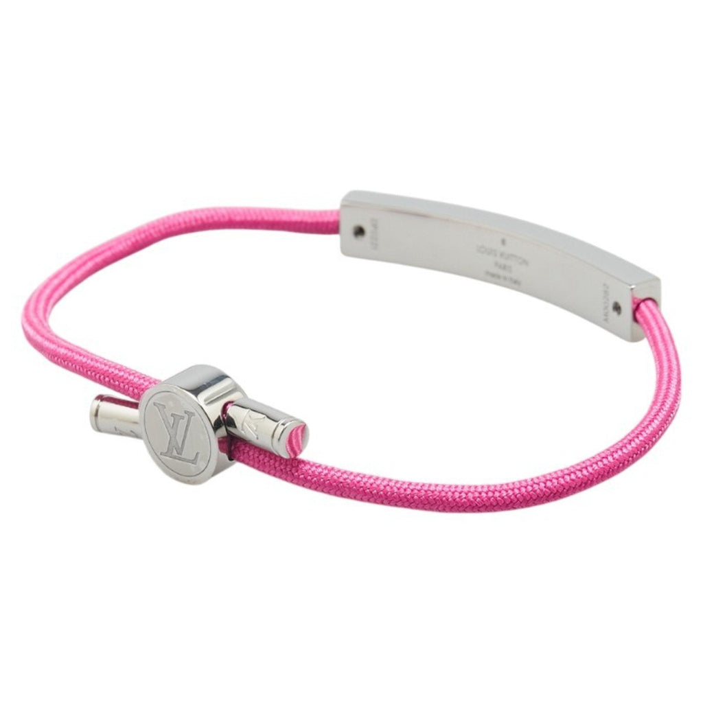 Bracelet Canvas and Metal Silver Pink