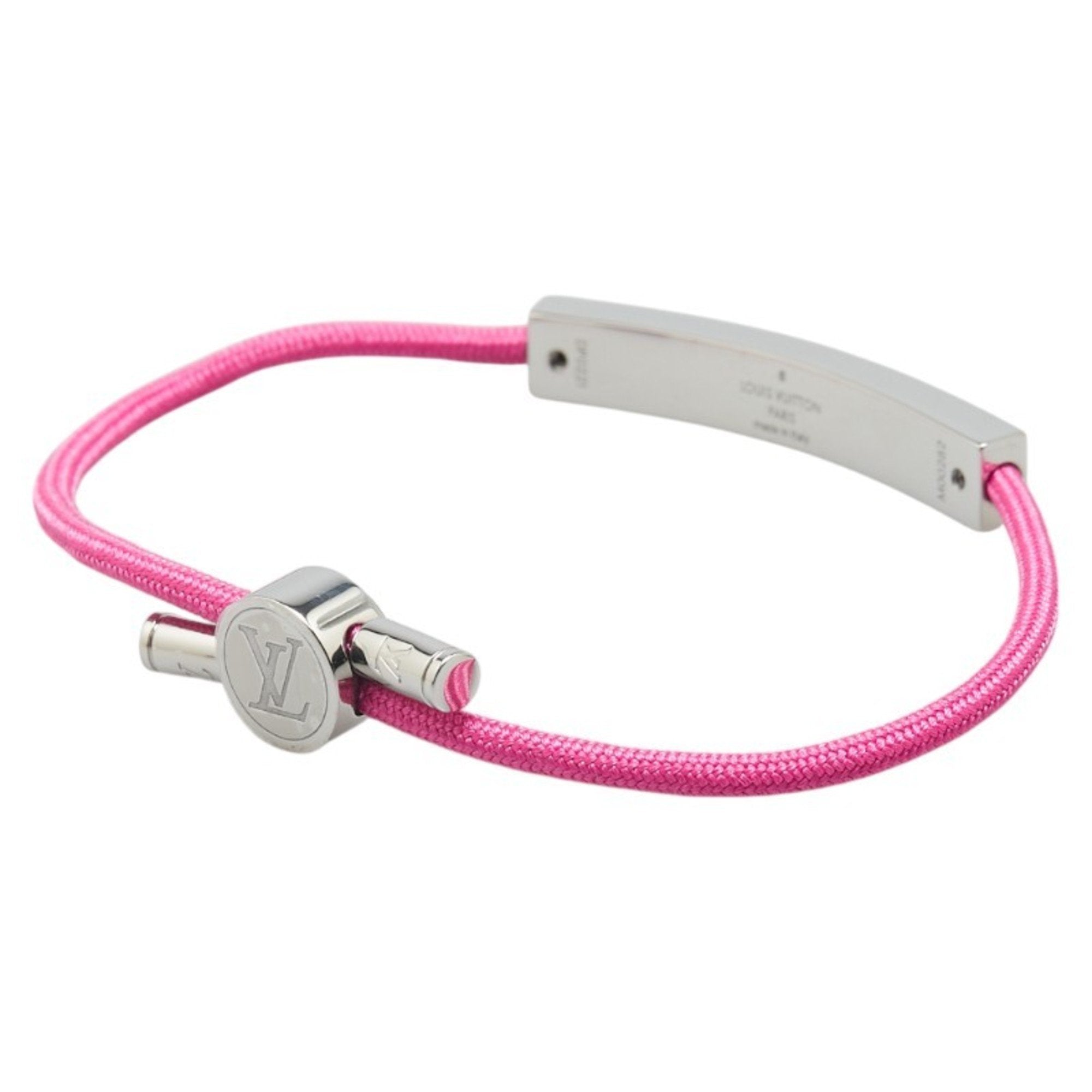 Bracelet Canvas and Metal Silver Pink