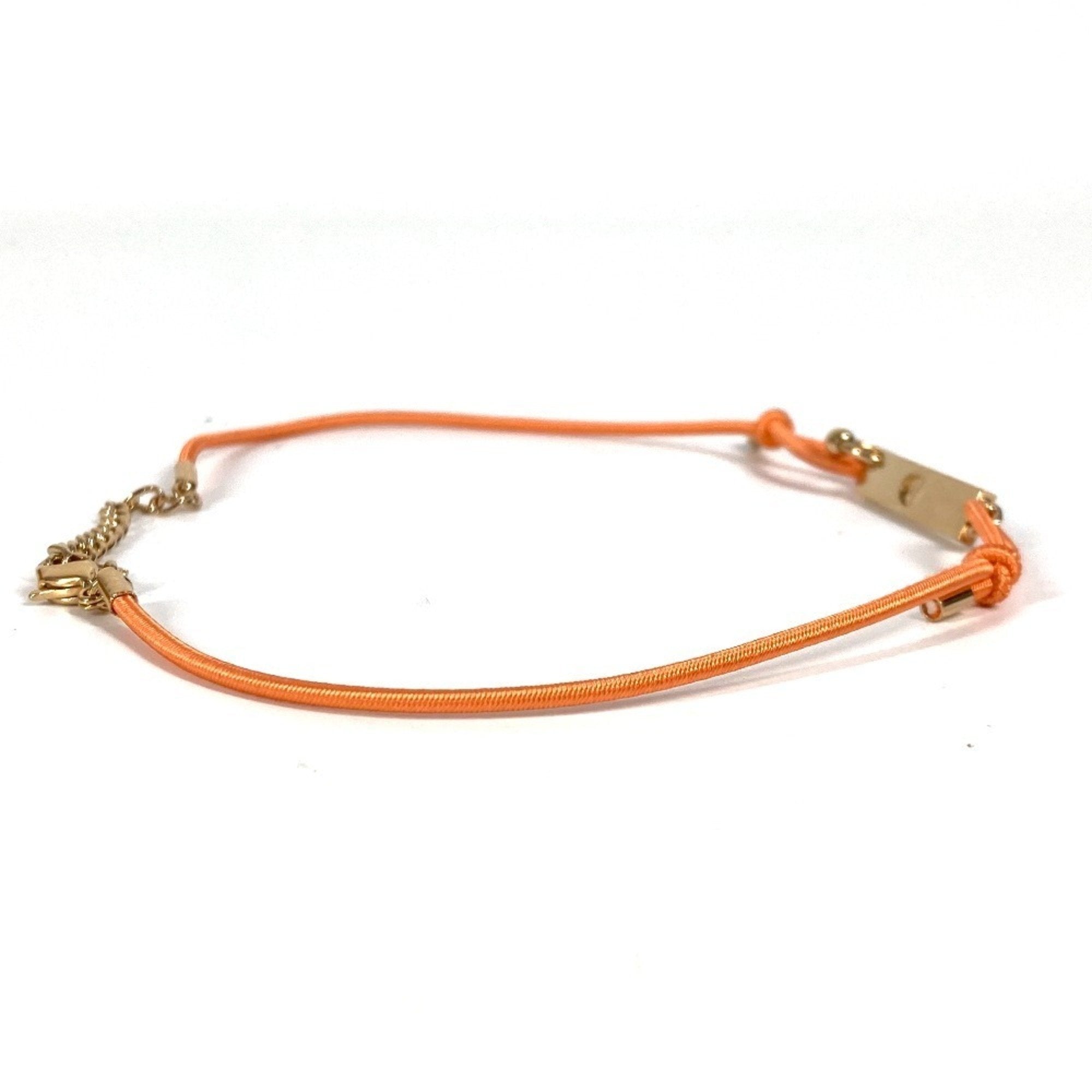 Choker Necklace Metal and Rubber Gold Orange