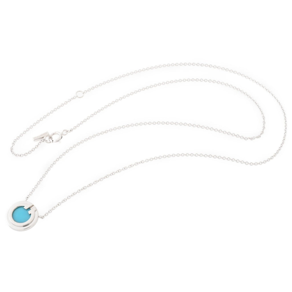Pendant Necklace 18K White Gold with Turquoise
