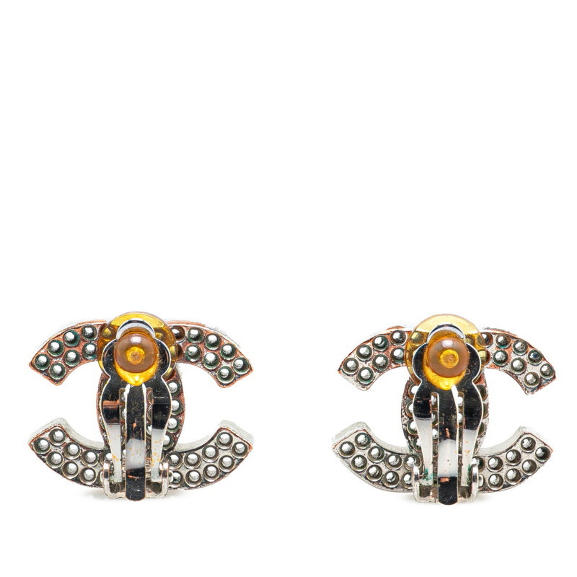 CC Logo Clip-On Earrings Silver-Tone Metal Silver-Tone Metal