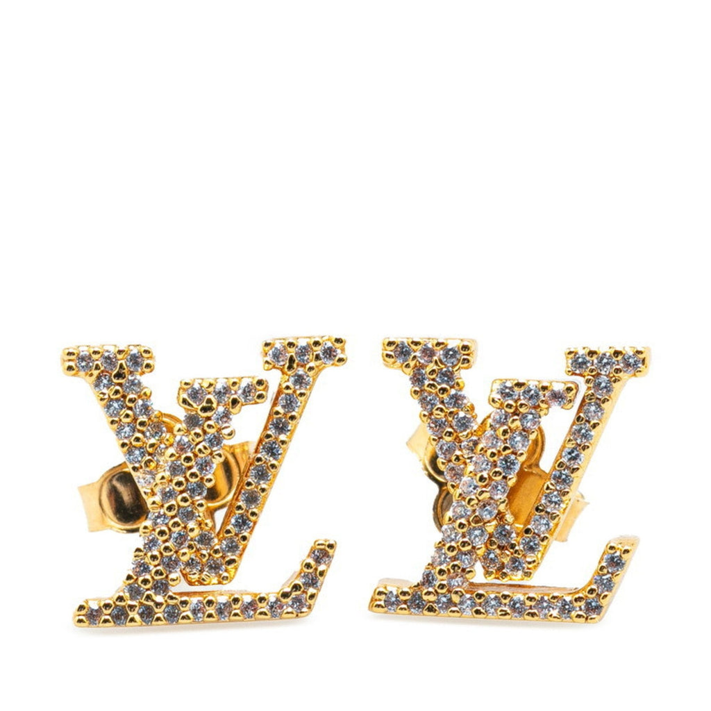 Earrings Rhinestone Gold-Tone Metal