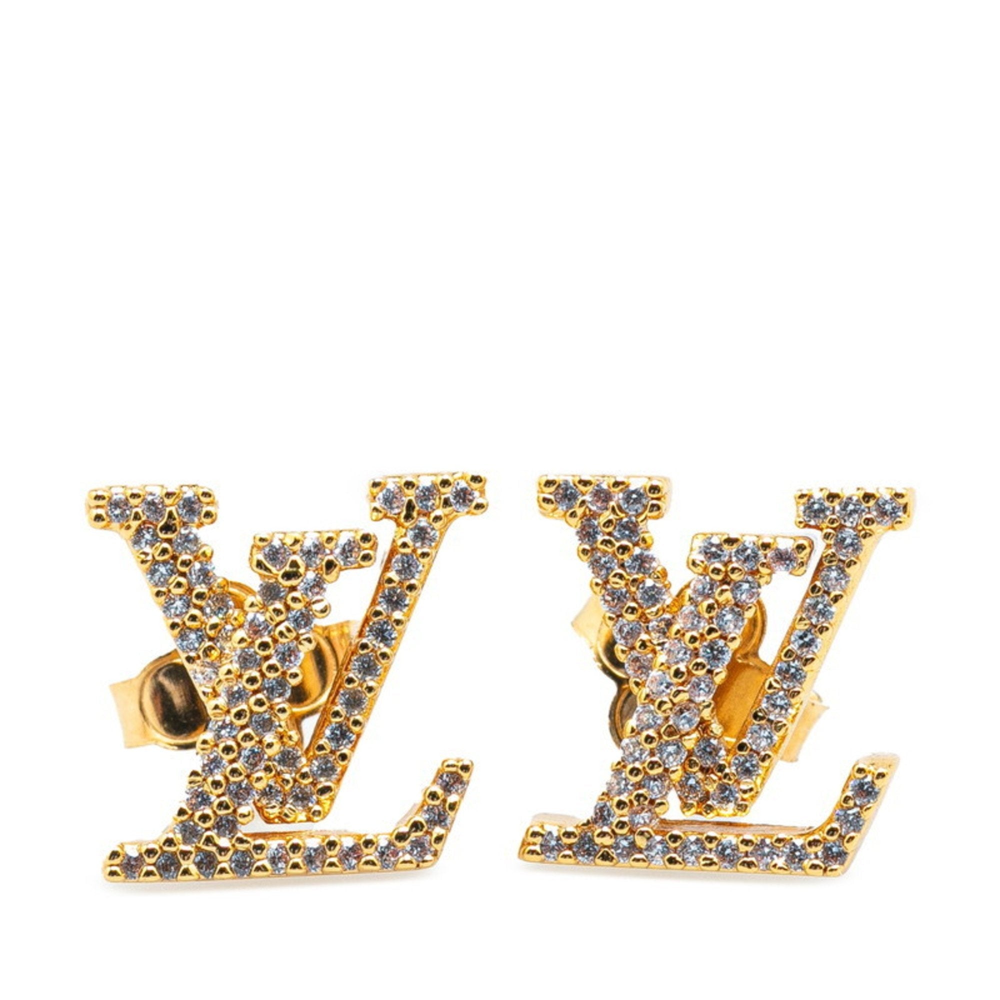 Earrings Rhinestone Gold-Tone Metal