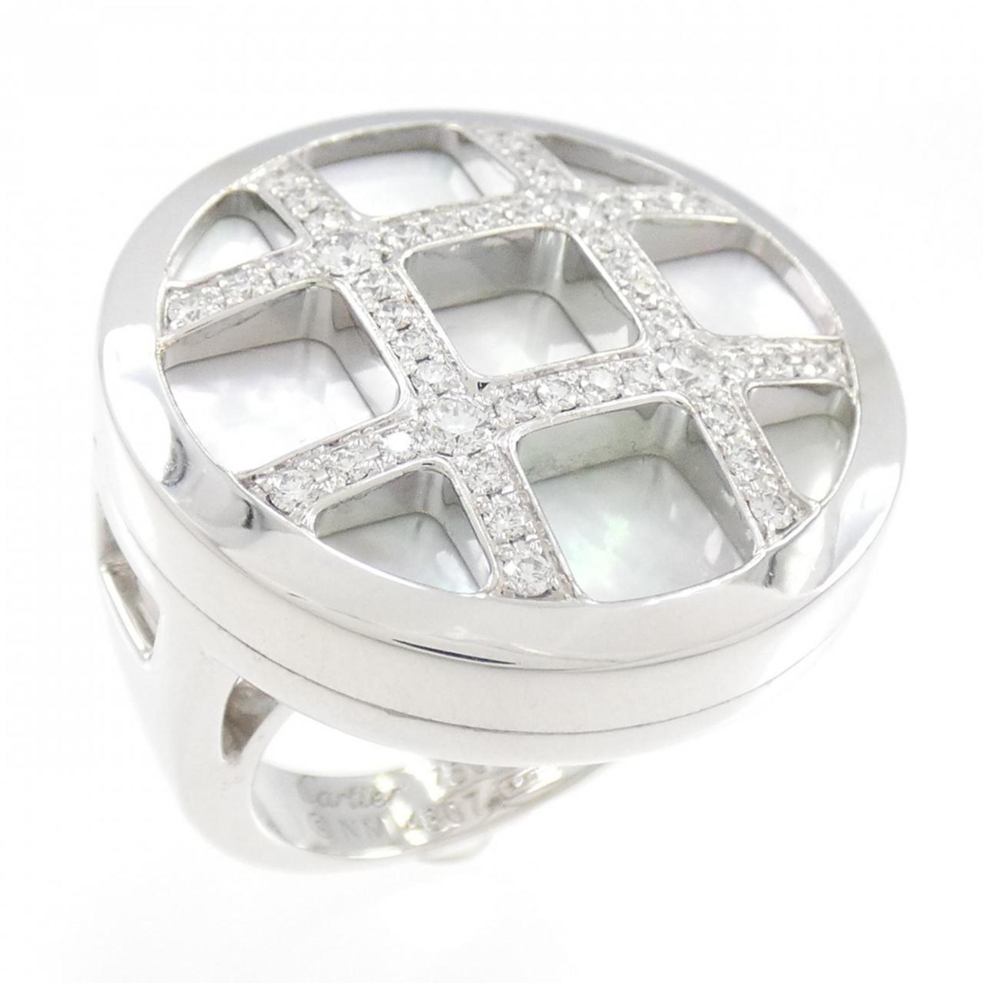 Ring 18K White Gold with Diamond and Mother of Pearl