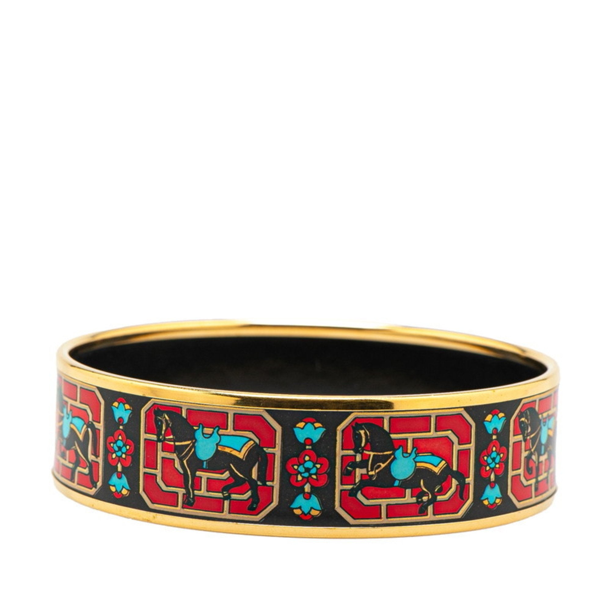 Enamel Bangle Bracelet Black Multicolor