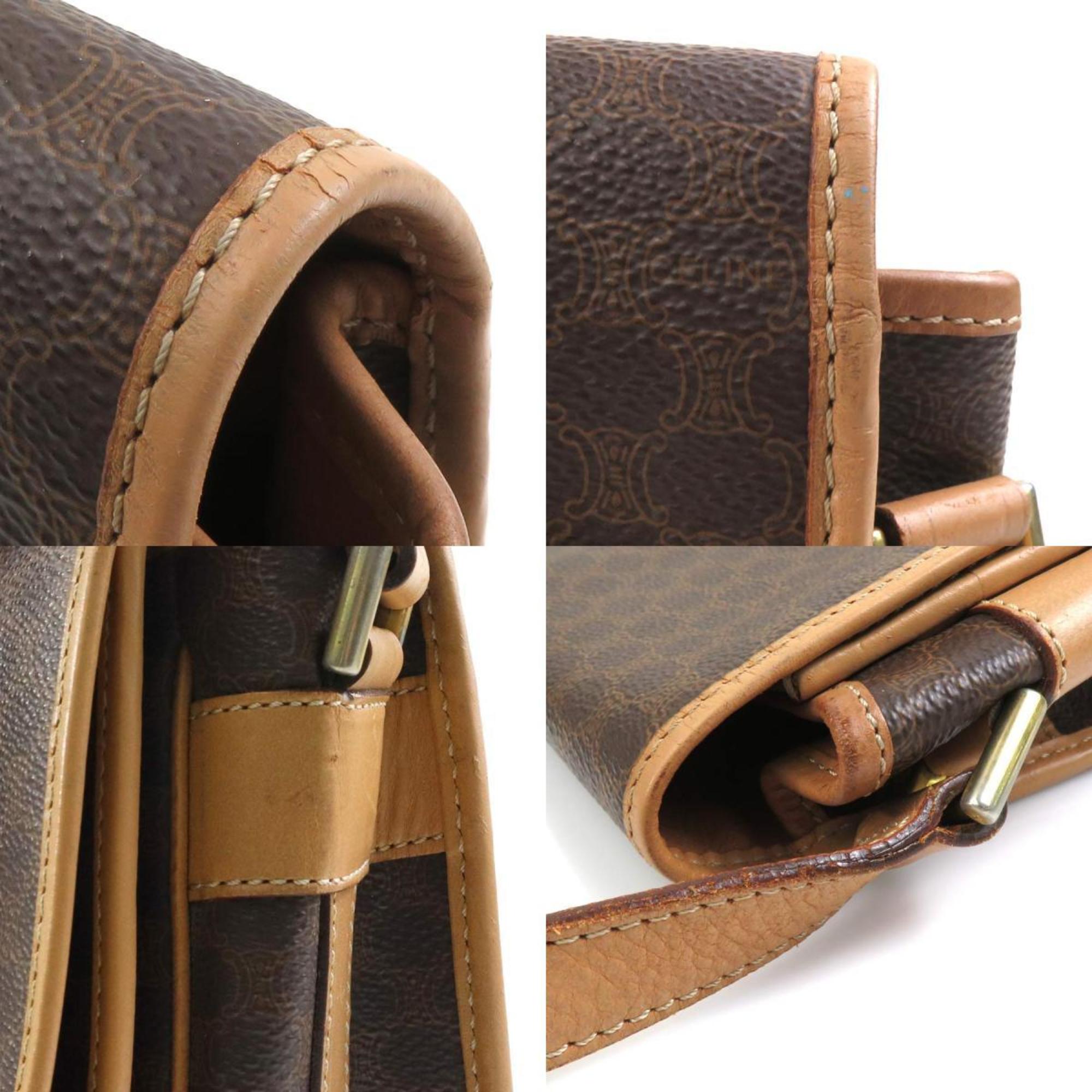 Vintage Saddle Flap Shoulder Bag Macadam Coated Canvas Small