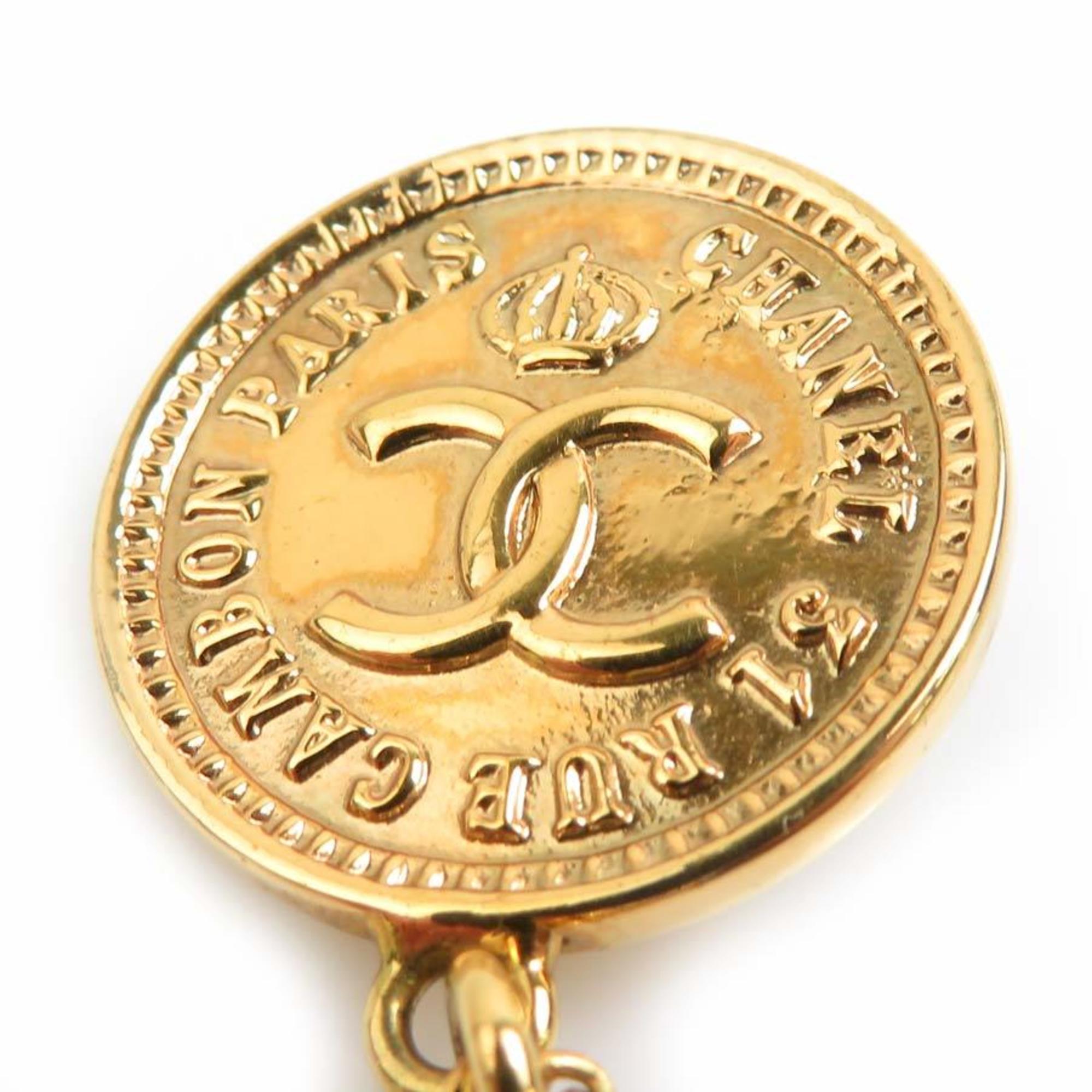 CC Logo Brooch Gold-Tone Metal