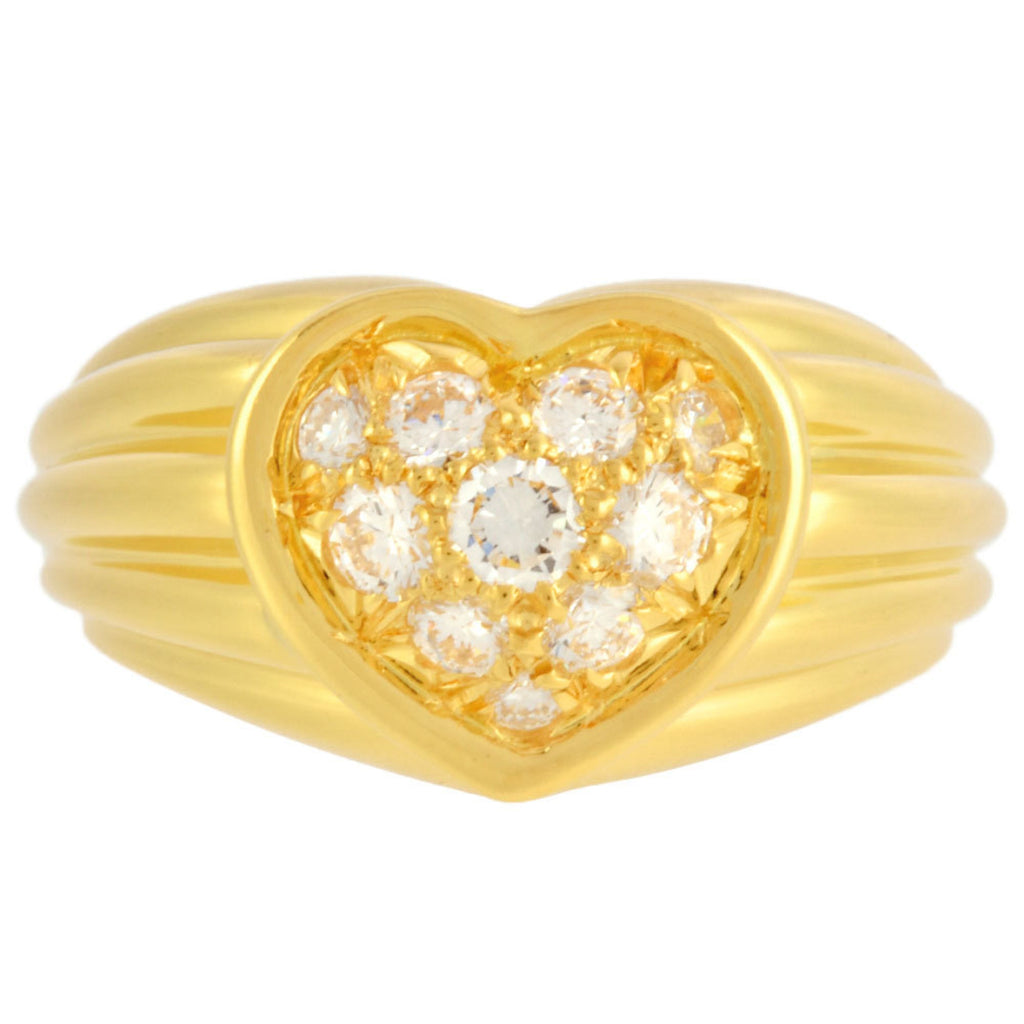 Heart Pavé Ring 18K Yellow Gold with Diamond