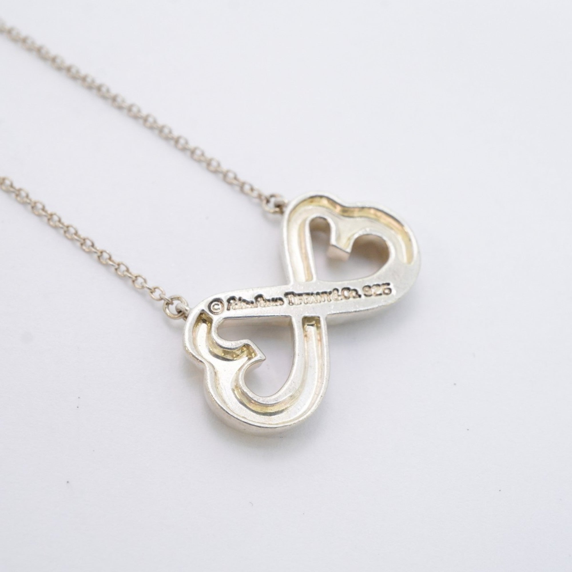Double Loving Heart Pendant Necklace Sterling Silver