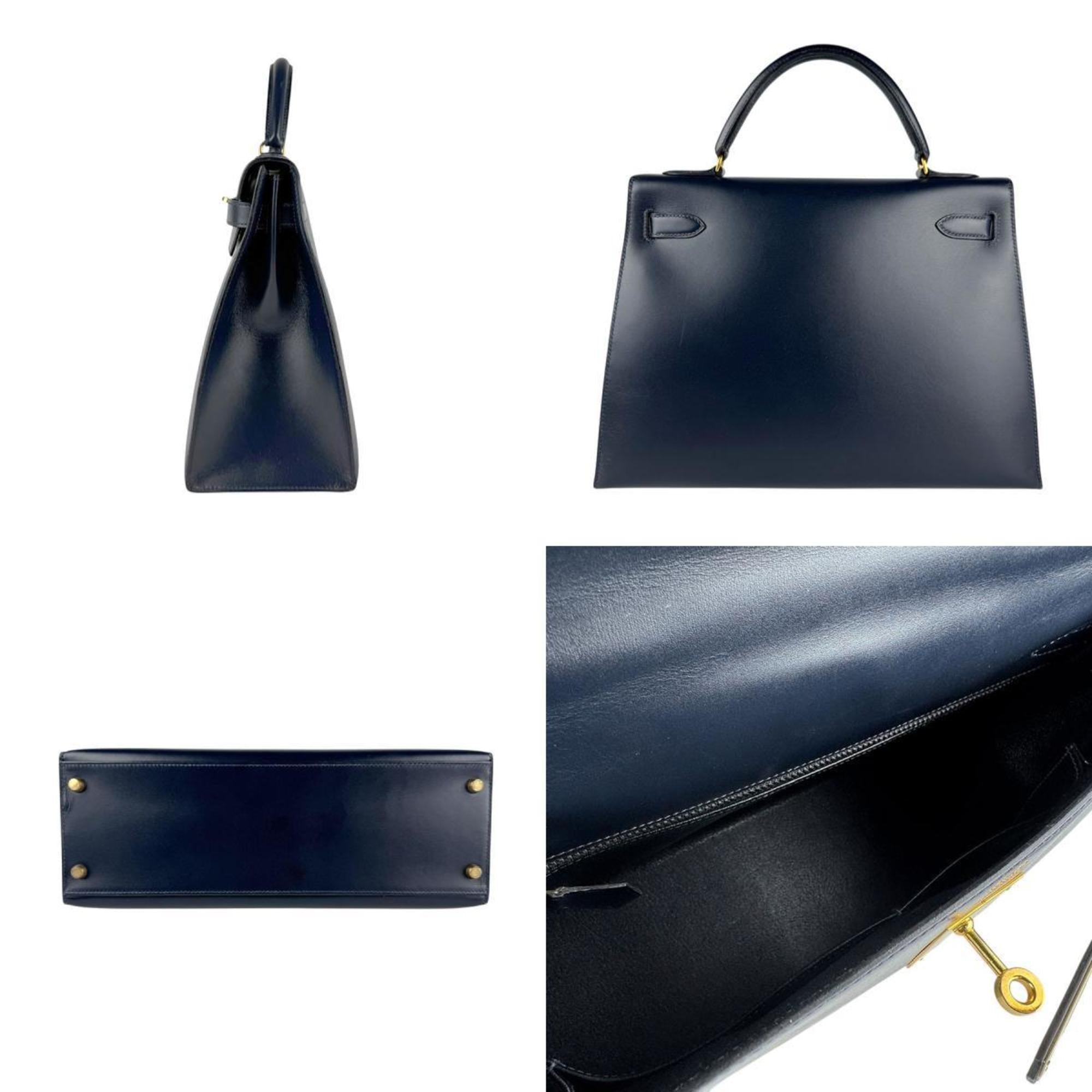 Kelly Handbag Black Box Calf with Gold Hardware 32