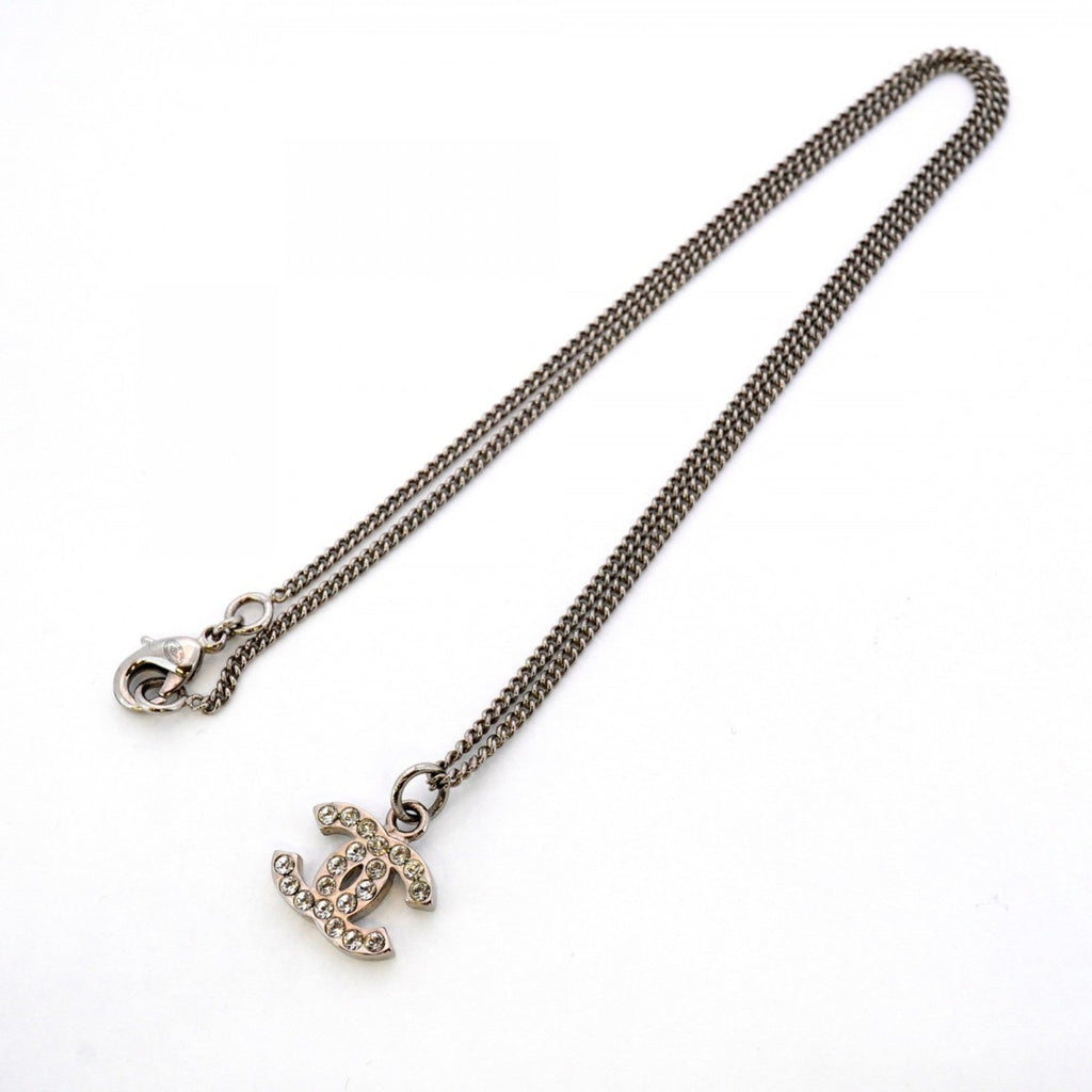 CC Logo Pendant Necklace Silver-Tone Metal