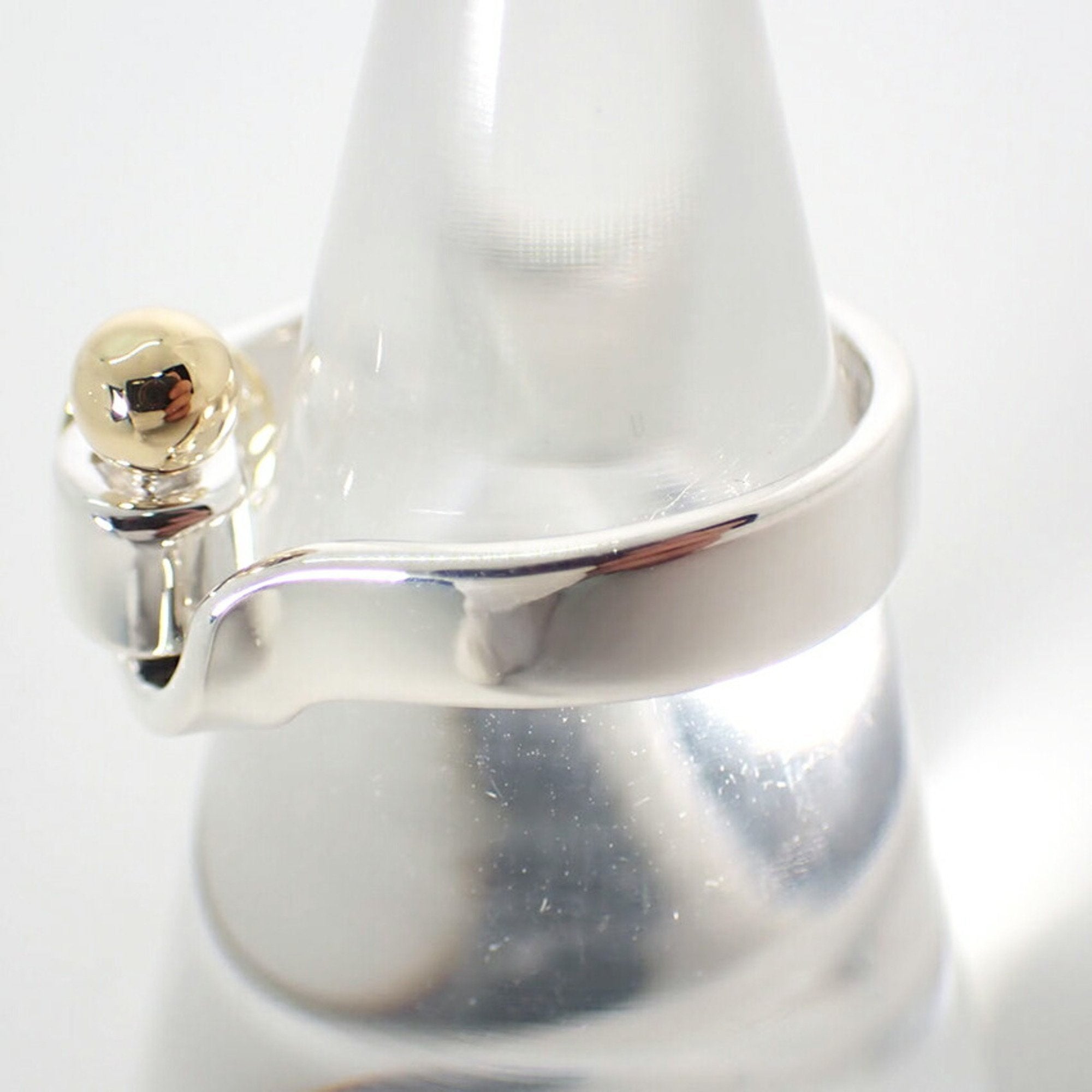 Hook and Eye Ring Sterling Silver and 18K Yellow Gold