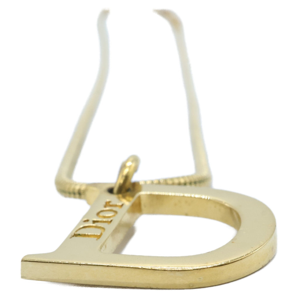 D Motif Pendant Necklace Gold Metal
