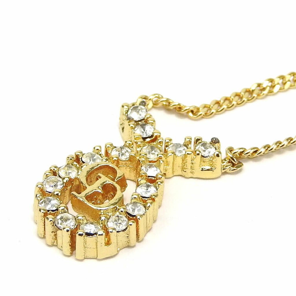 Pendant Necklace Metal Gold With Rhinestone