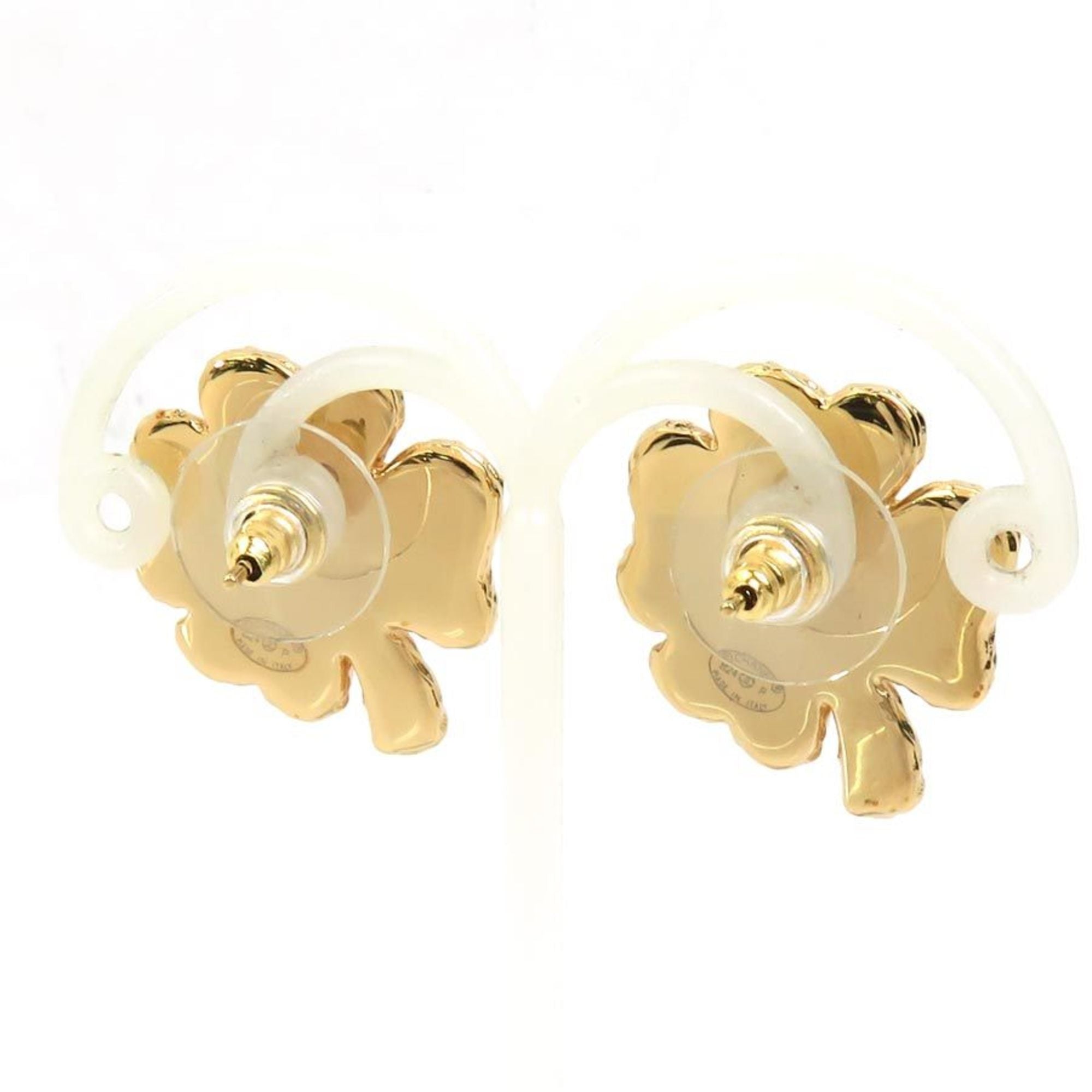 CC Logo Clover Earrings Gold-Tone Metal