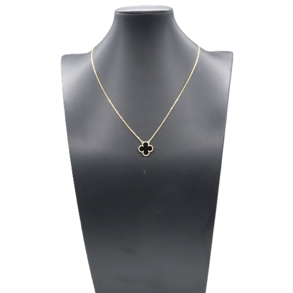 Vintage Alhambra Pendant Necklace 18K Yellow Gold and Onyx