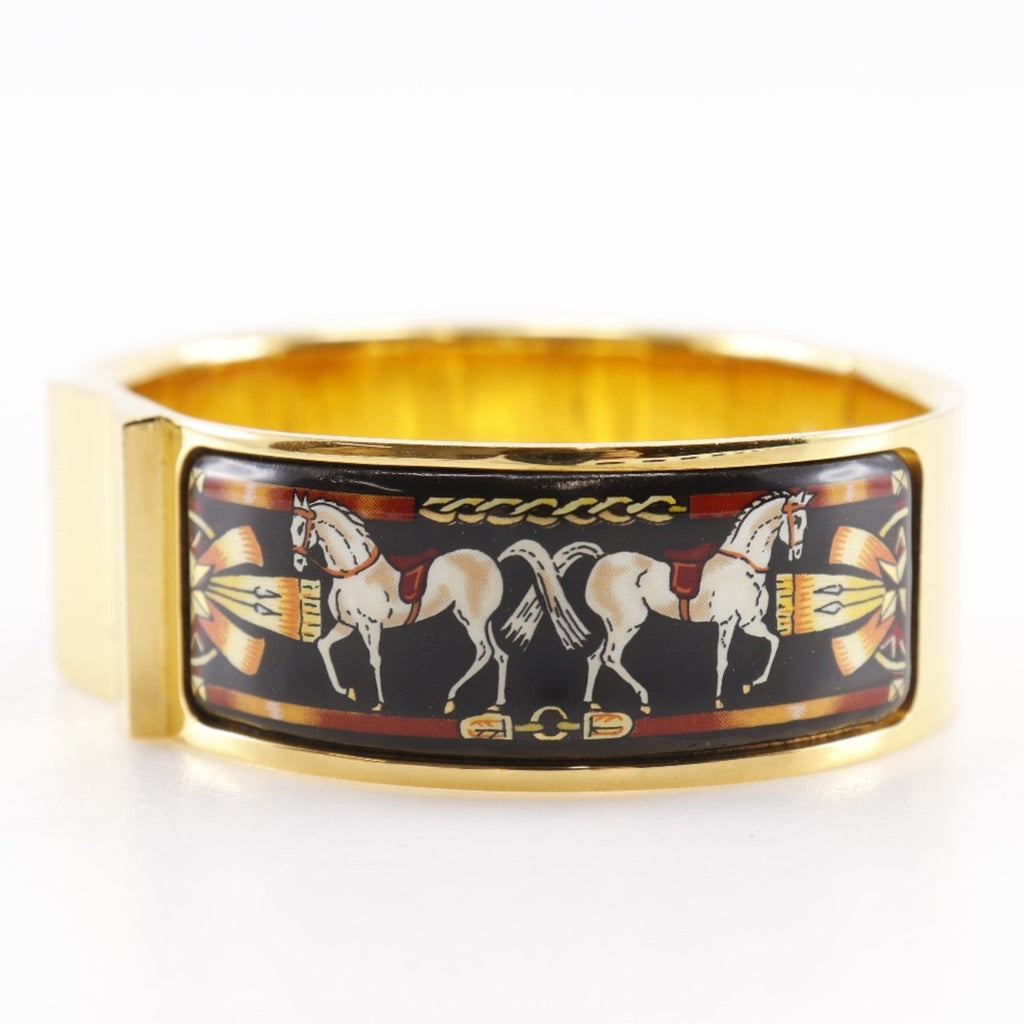 Roque Enamel Cloisonné Horse Pattern Bracelet Gold