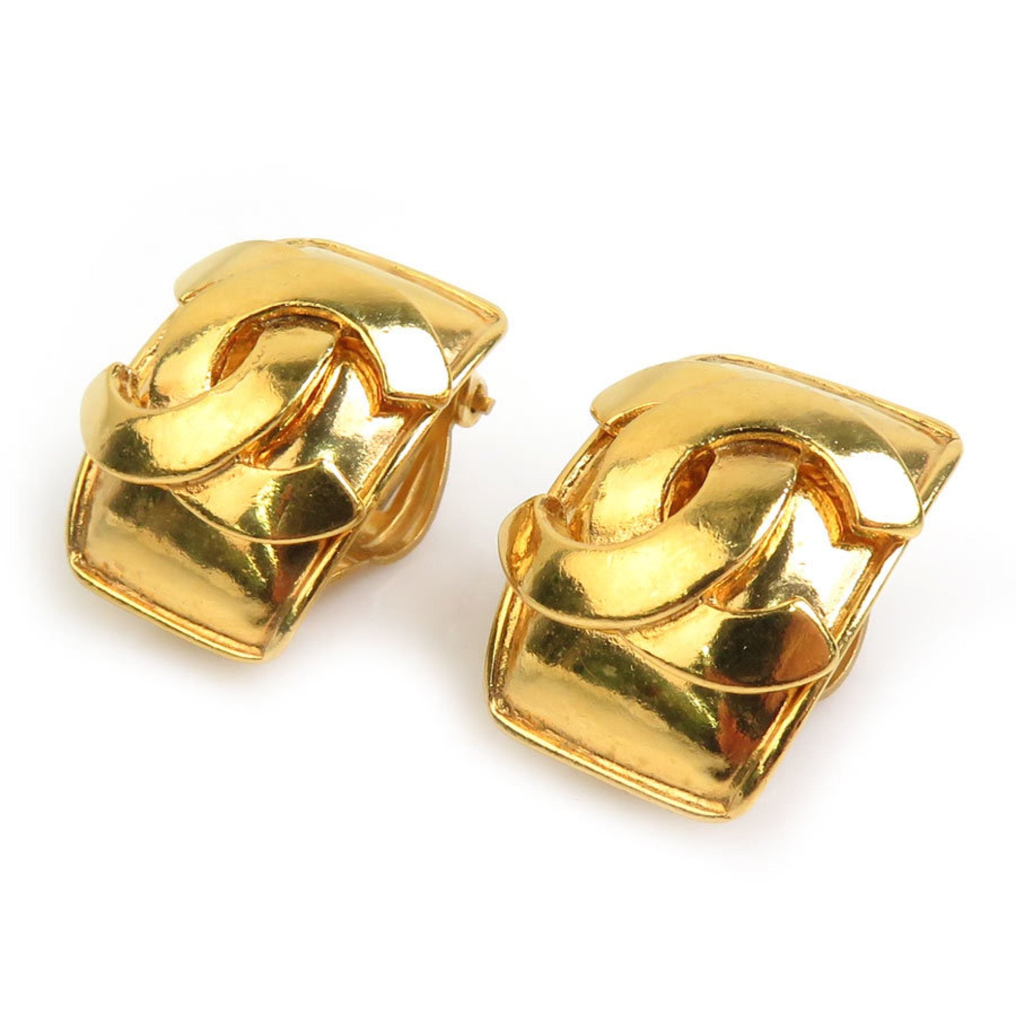 CC Logo Clip-On Earrings Gold-Tone Metal Gold-Tone Metal