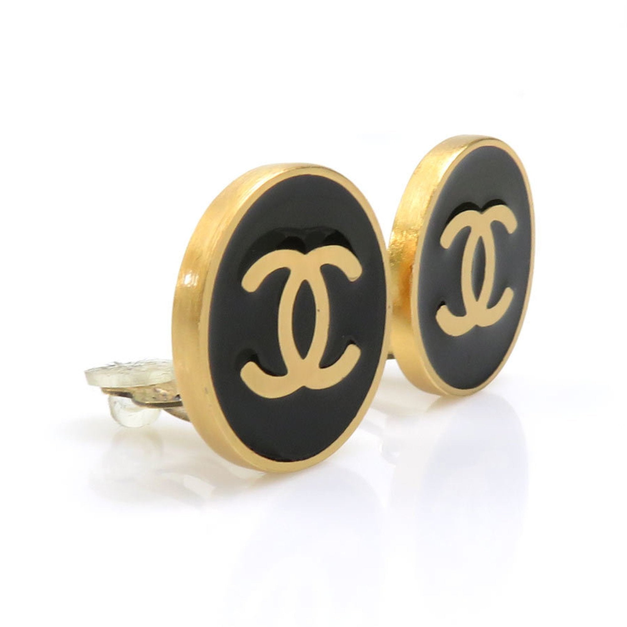CC Logo Clip-On Earrings Gold-Tone Metal