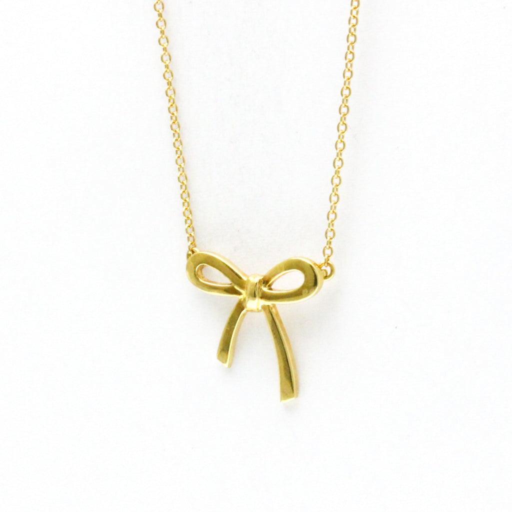Bow Pendant Necklace 18K Yellow Gold