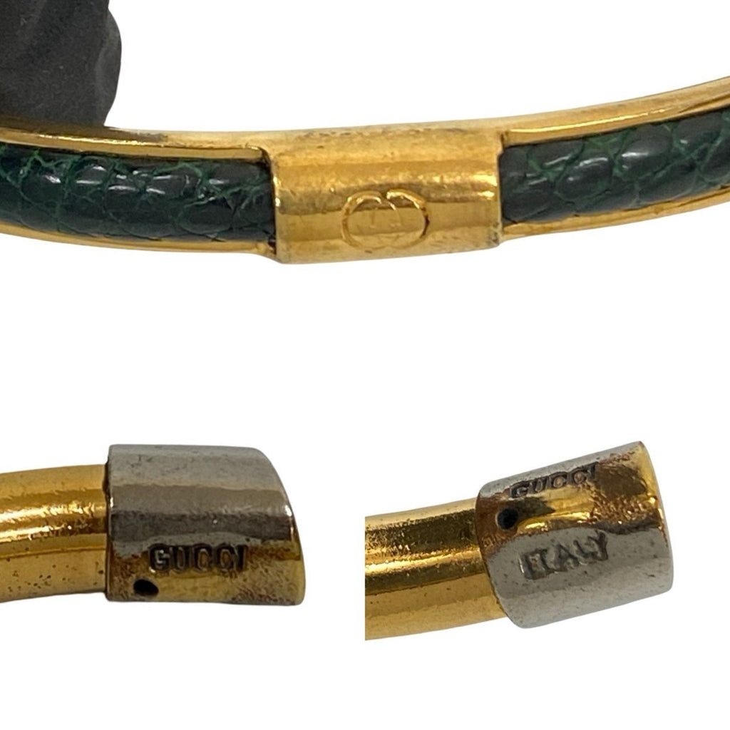 GG Bangle Bracelet Gold and Leather