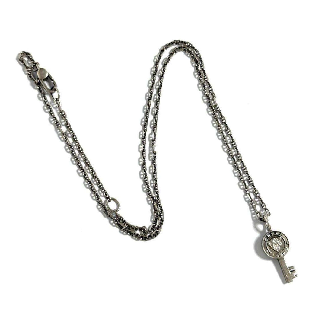 Crest Key Pendant Necklace Sterling Silver
