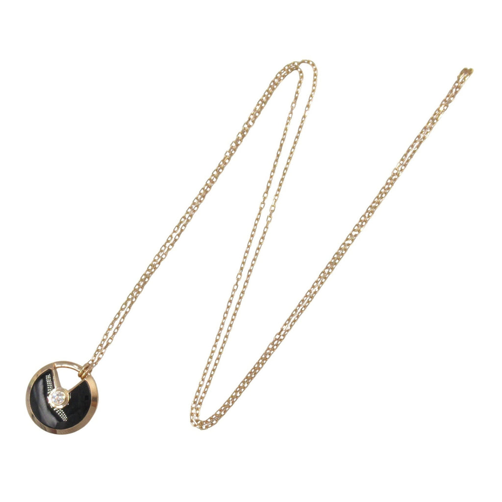 Amulet Pendant Necklace 18K White Gold with Diamond and Onyx