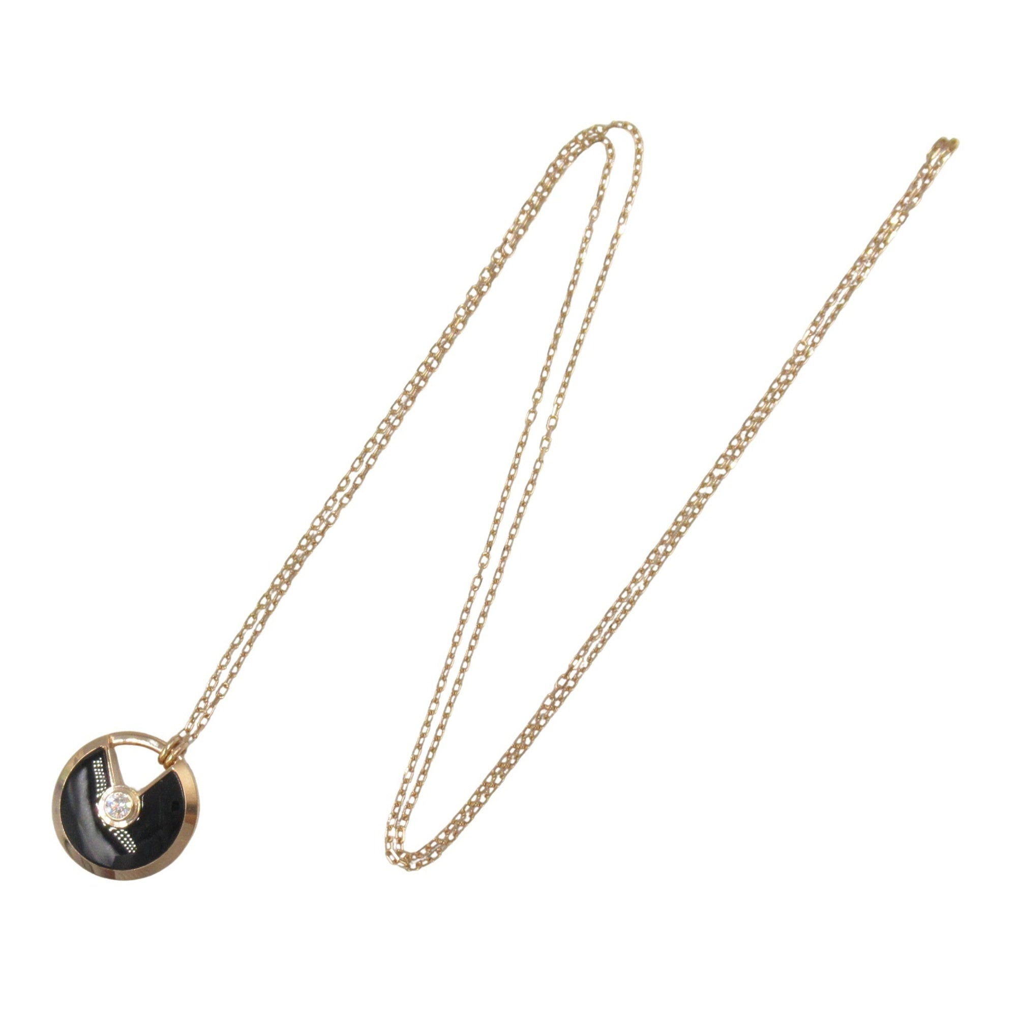 Amulet Pendant Necklace 18K White Gold with Diamond and Onyx