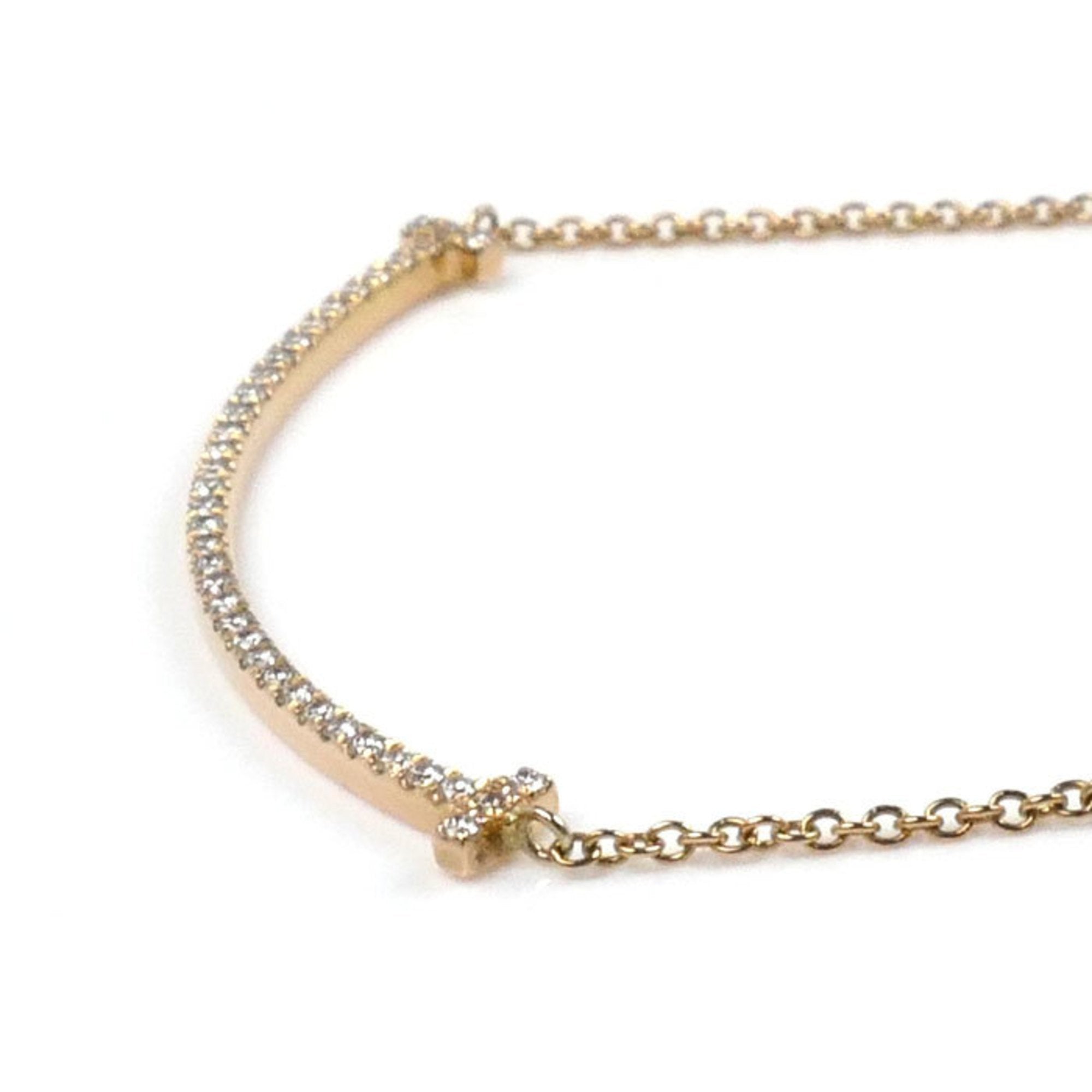 T Smile Pendant Necklace 18K Rose Gold with Diamonds