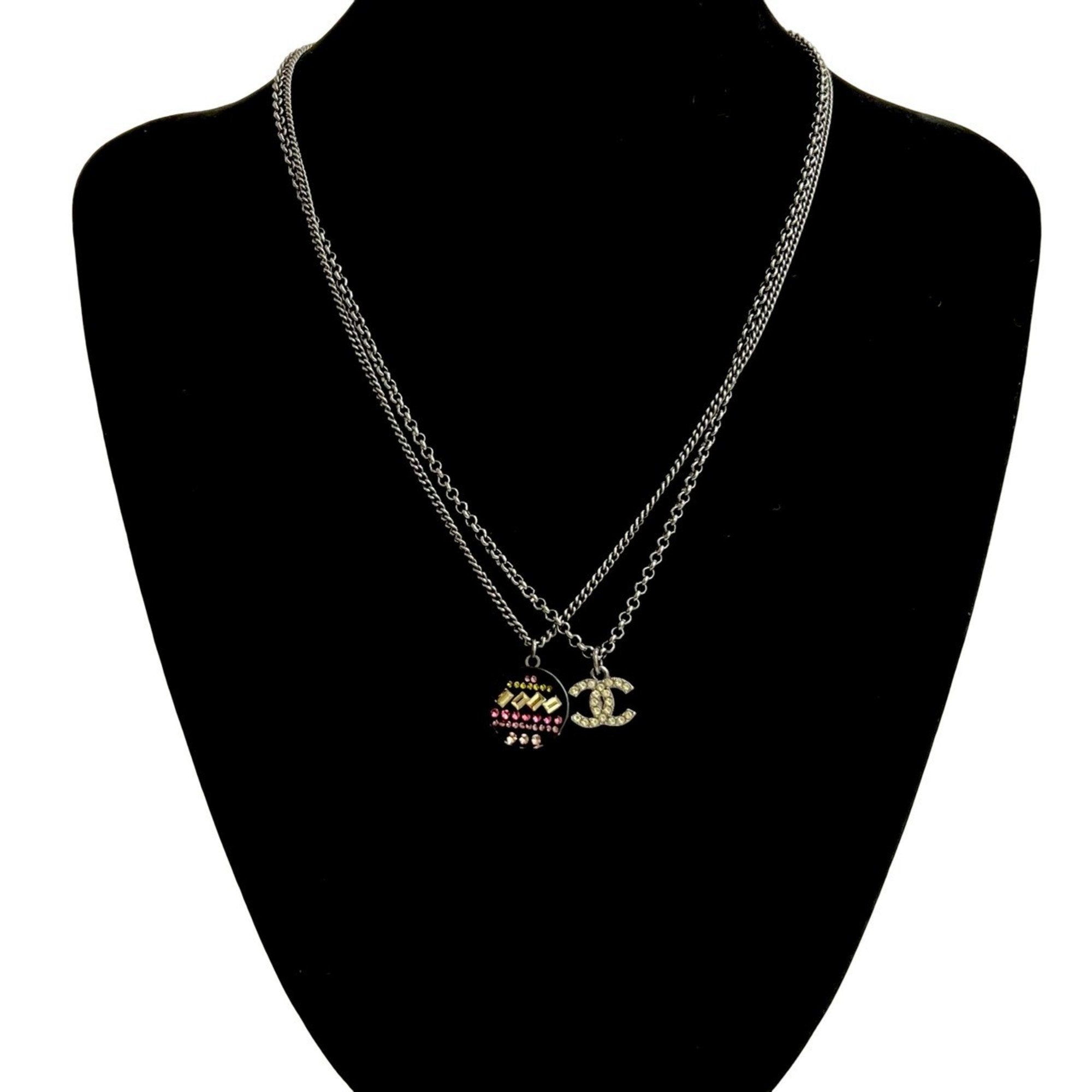 CC Logo Chain Pendant Necklace Sterling Silver
