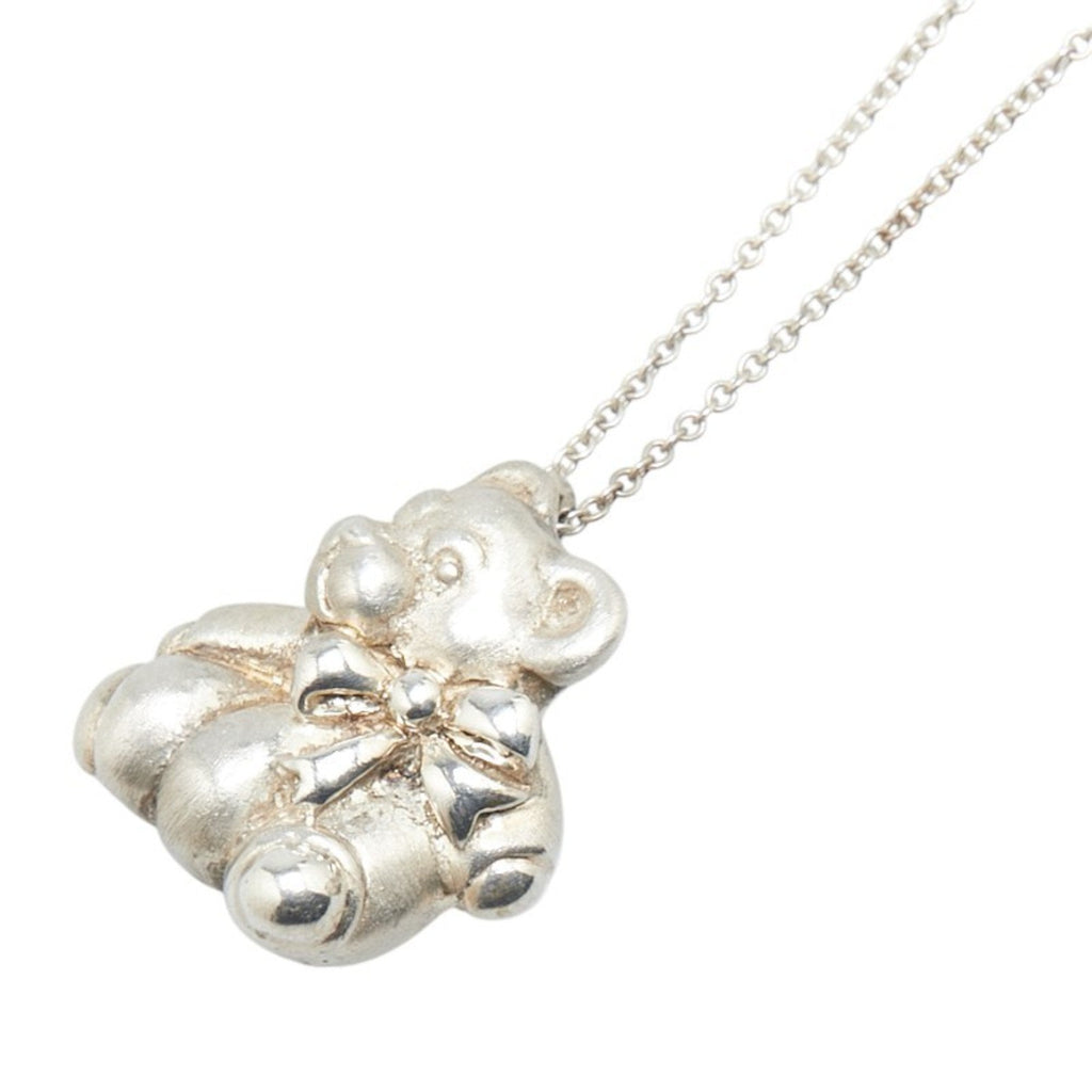 Teddy Bear Pendant Necklace Sterling Silver