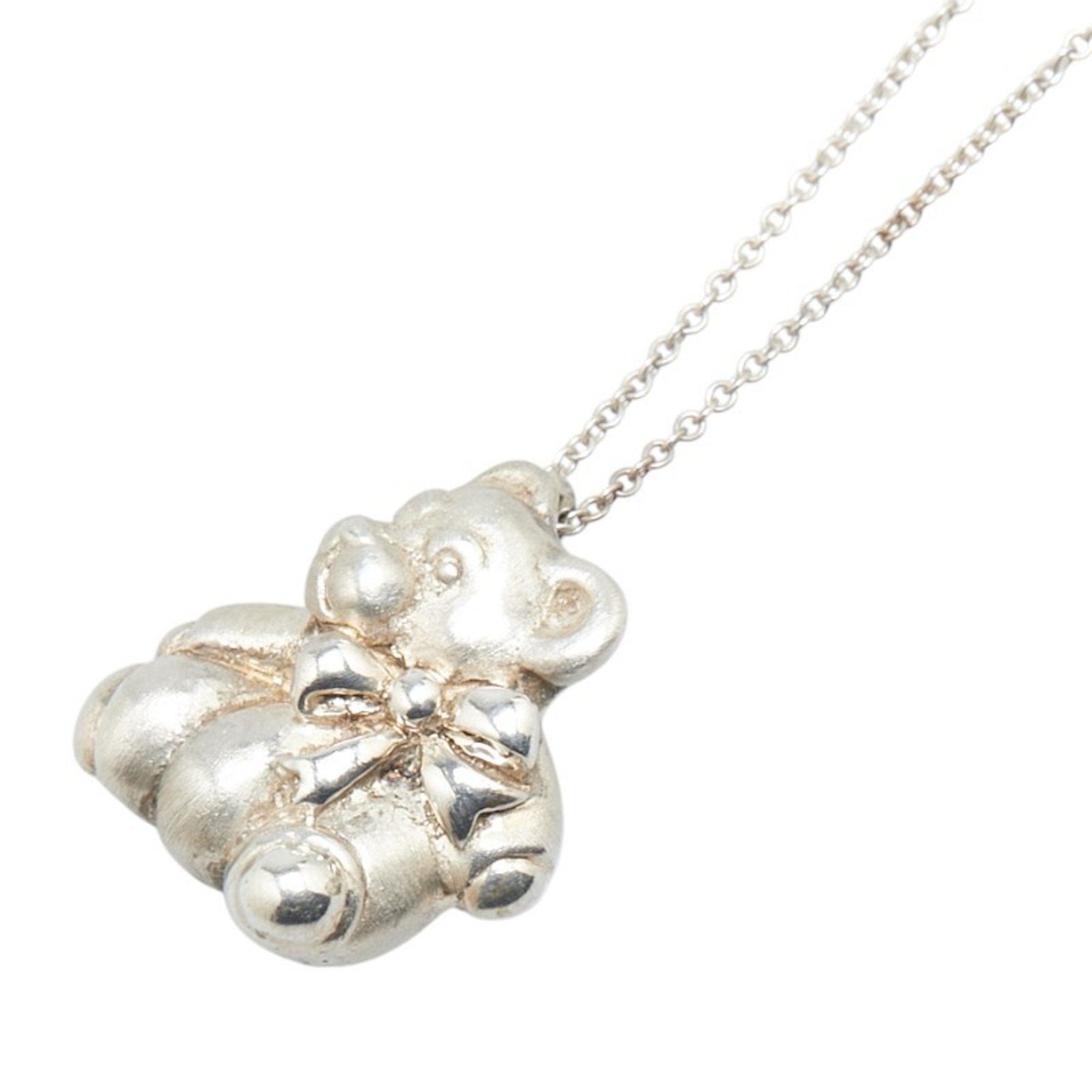 Teddy Bear Pendant Necklace Sterling Silver