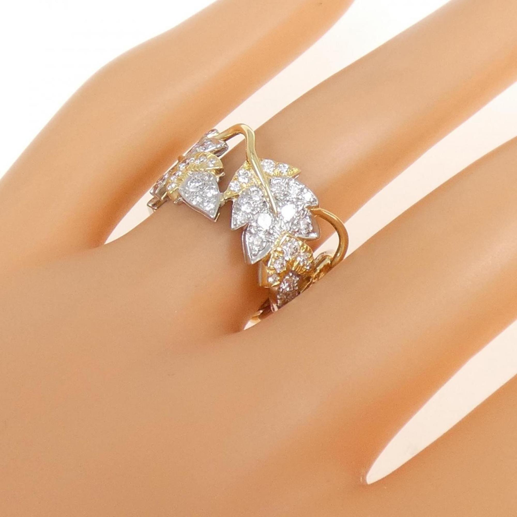 4 Leaves Ring Platinum and 18K Yellow Gold with Diamond